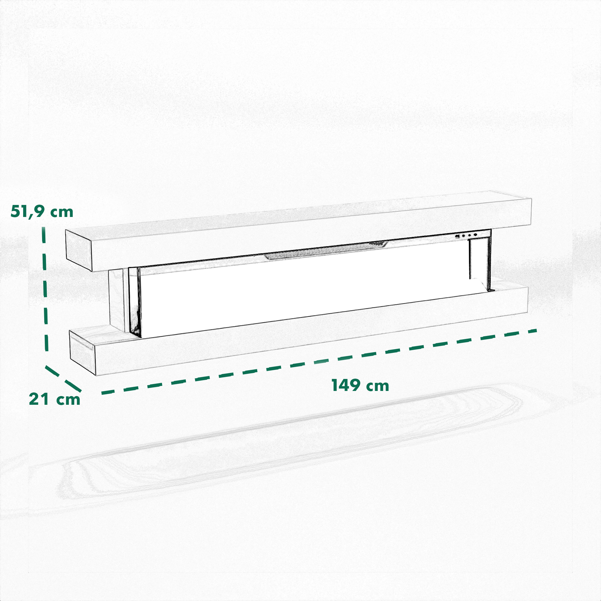 Glow Fire Clear Wall Elektrokamin