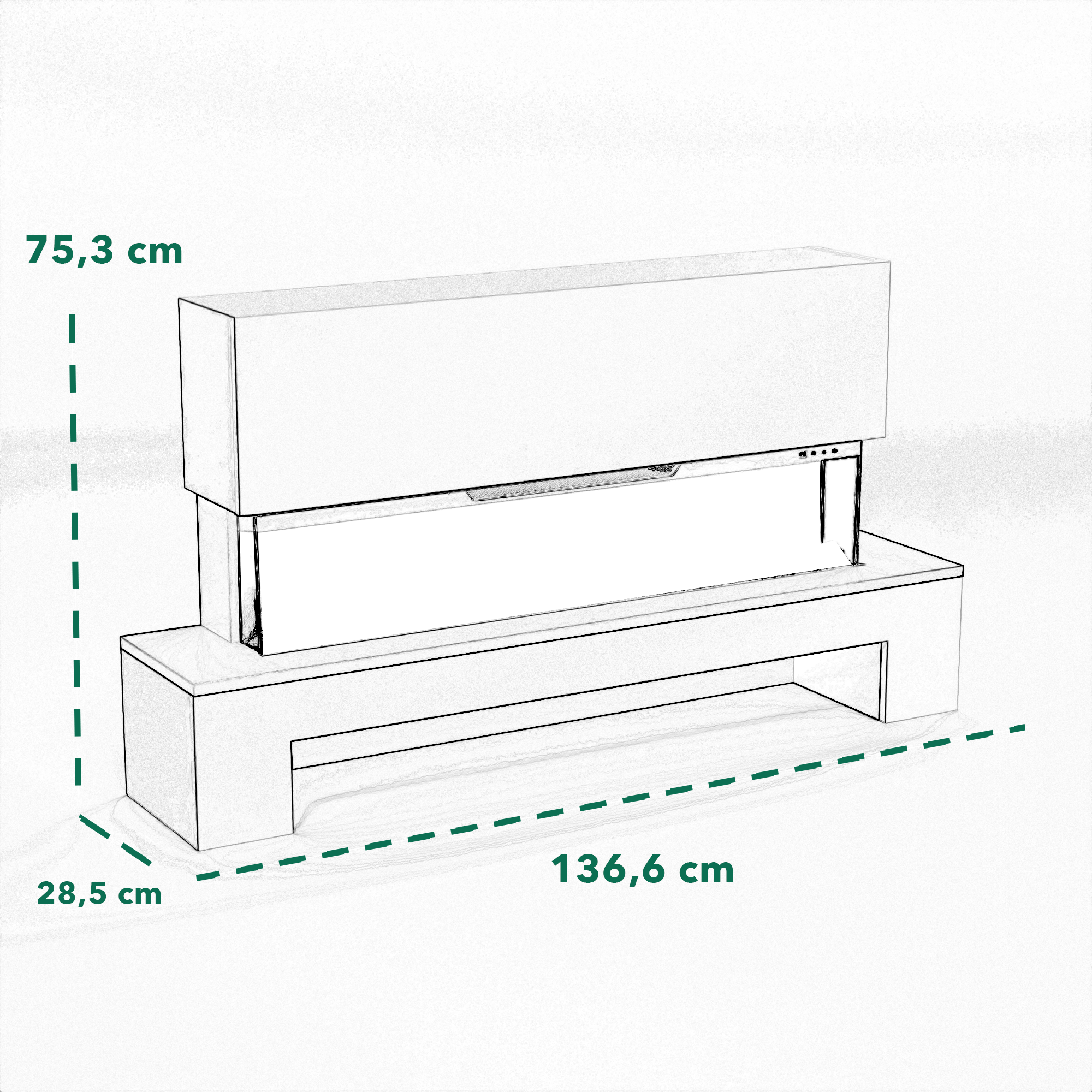 Glow Fire Cobalt mit Holzfach Standkamin Elektrokamin