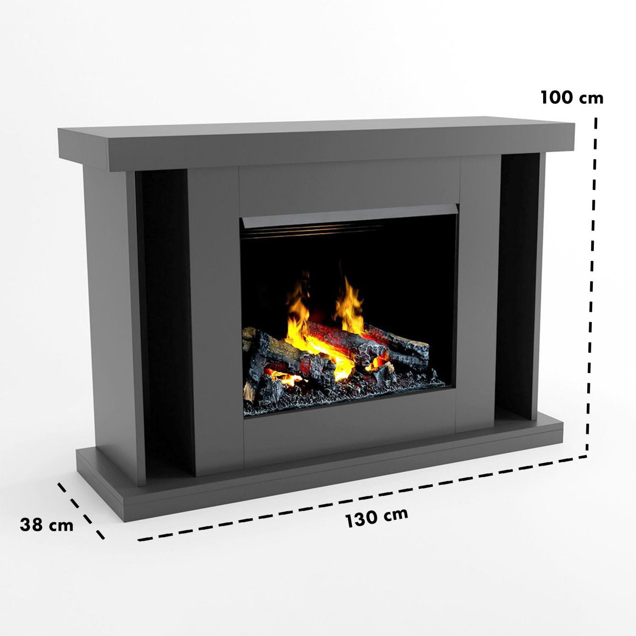 Glow Fire Ares Opti Myst Grau Elektrokamin mit Wasserdampf