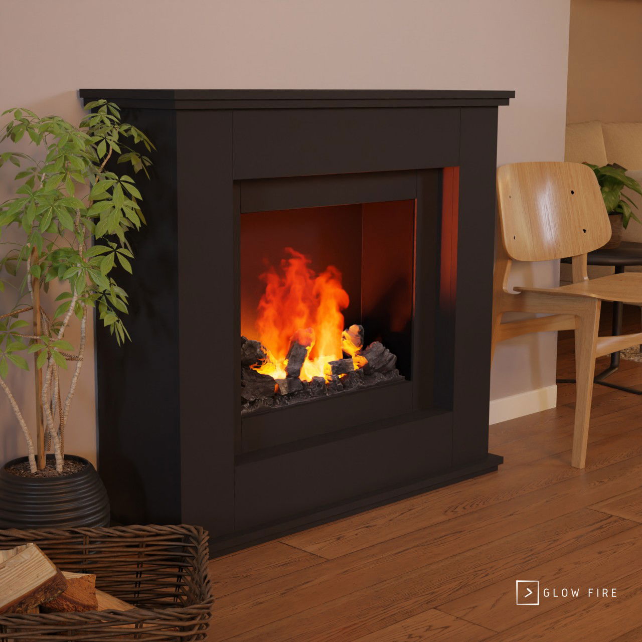 Glow Fire Athene Opti Myst Schwarz Elektrokamin mit Wasserdampf