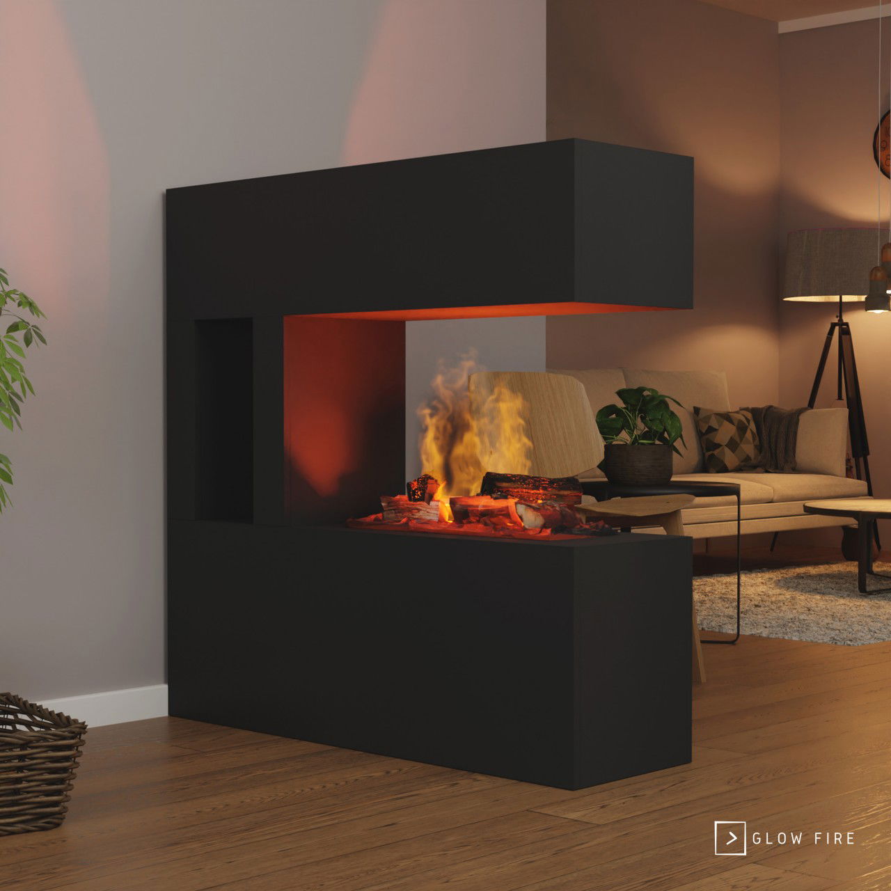 Glow Fire Schiller Pocket Schwarz Elektrokamin mit Wasserdampf