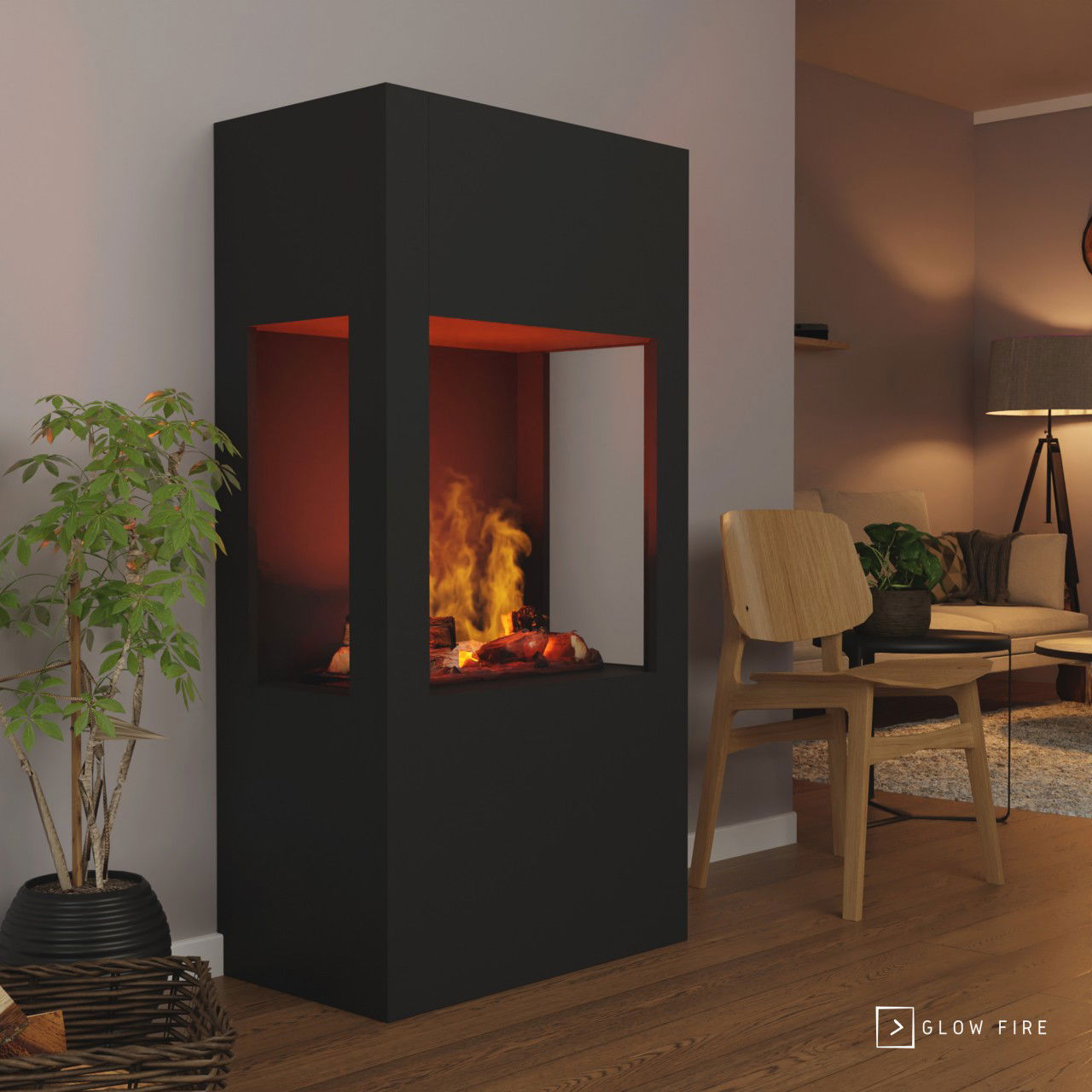 Glow Fire Böll Schwarz Elektrokamin mit Wasserdampf