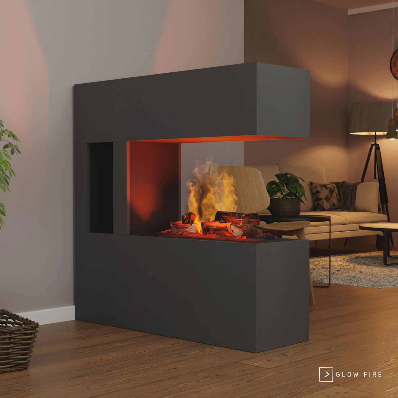 Glow Fire Schiller Pocket Grau Elektrokamin mit Wasserdampf