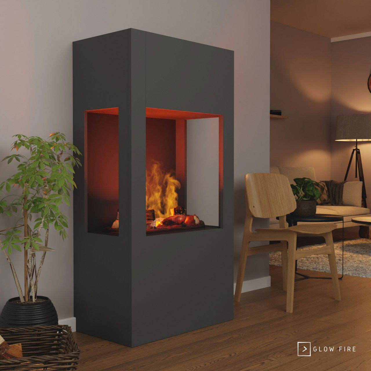 Glow Fire Böll Grau Elektrokamin mit Wasserdampf