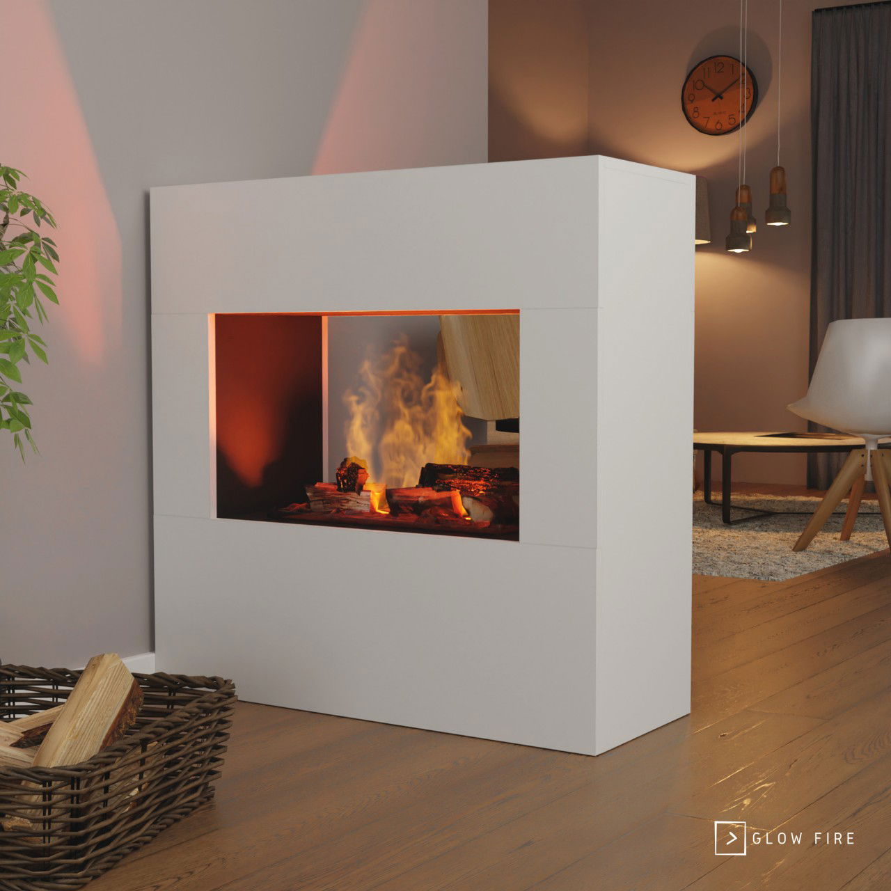 Glow Fire Goethe Elektrokamin OMC 600 mit Deluxe Echtholzdekoration