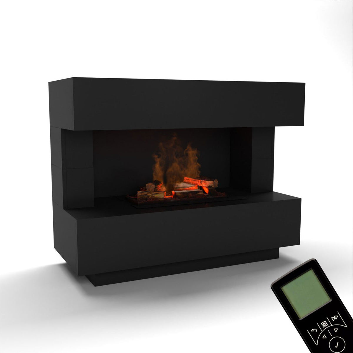 Glow Fire Kant Elektrokamin OMC 600 mit Deluxe Echtholzdekoration