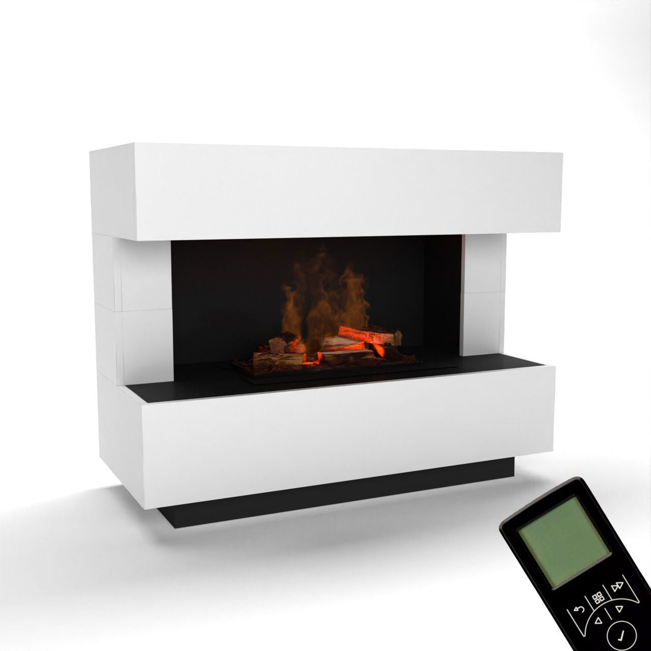Glow Fire Kant Elektrokamin OMC 600 mit Deluxe Echtholzdekoration