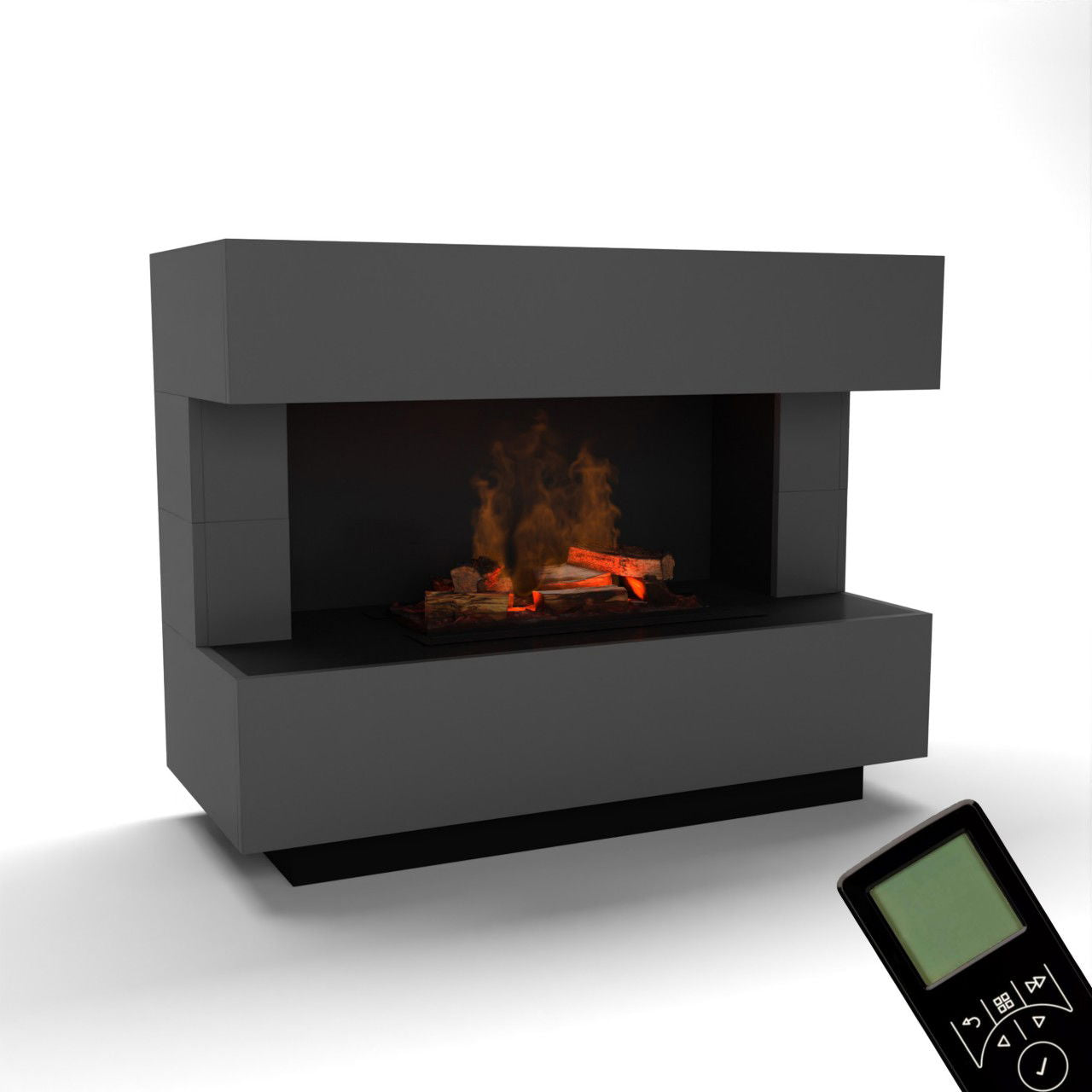Glow Fire Kant Elektrokamin OMC 600 mit Deluxe Echtholzdekoration
