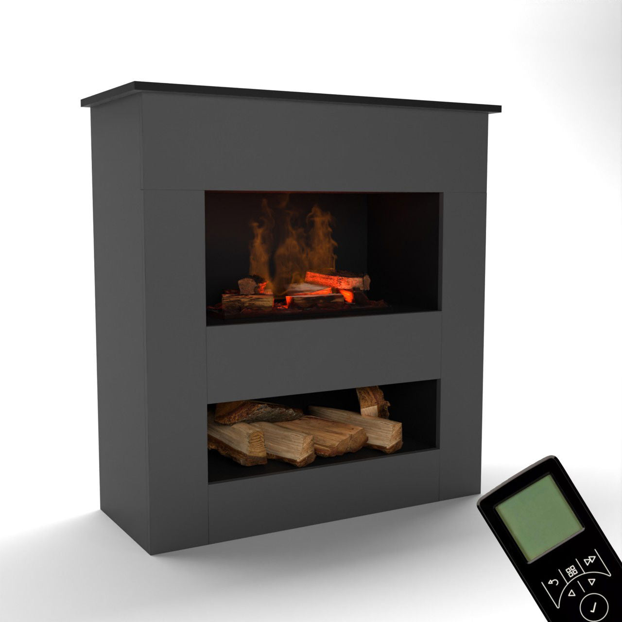 Glow Fire Brecht Elektrokamin OMC 600 mit Deluxe Echtholzdekoration