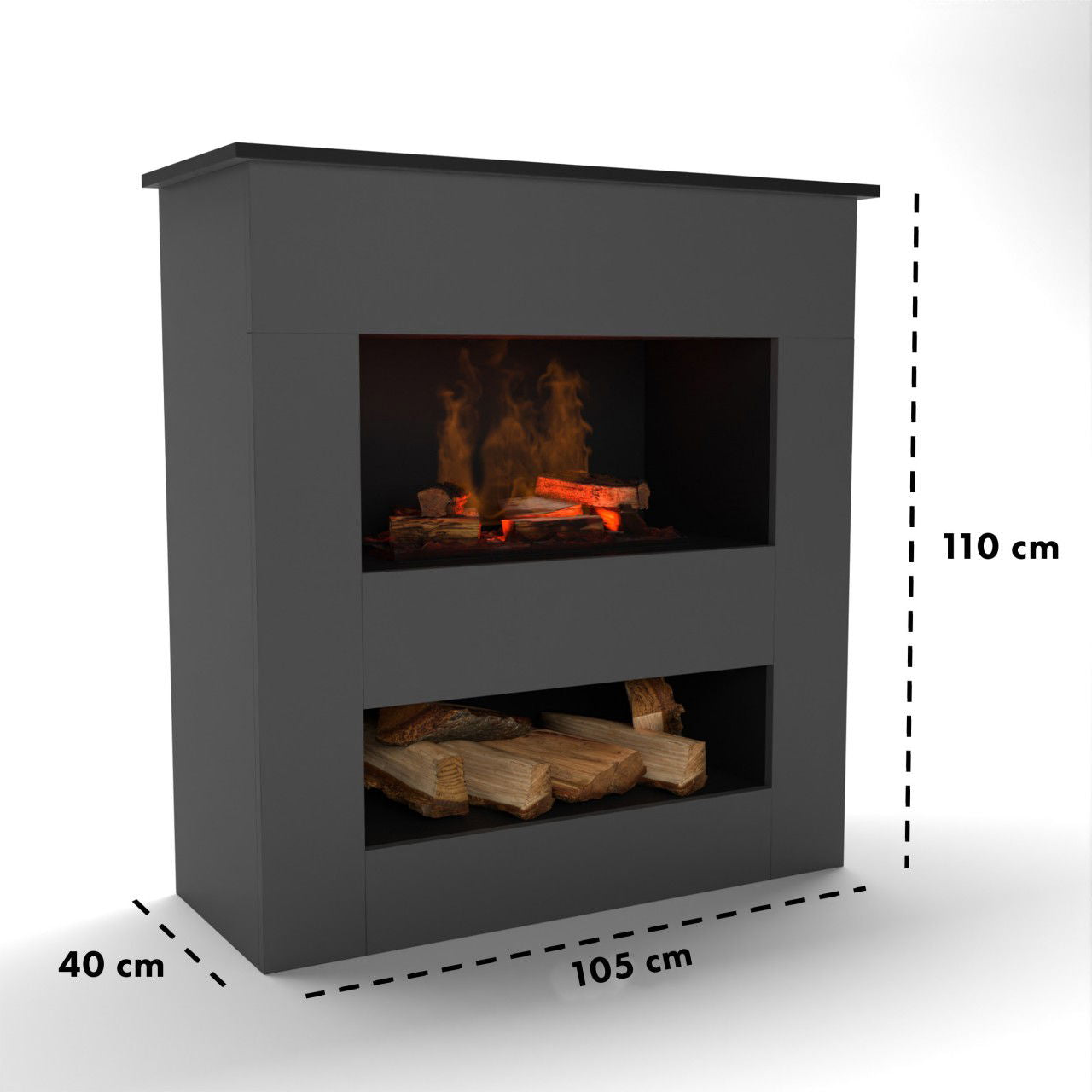 Glow Fire Brecht Elektrokamin Opti-Myst Cassette 600 mit Holzdekoration