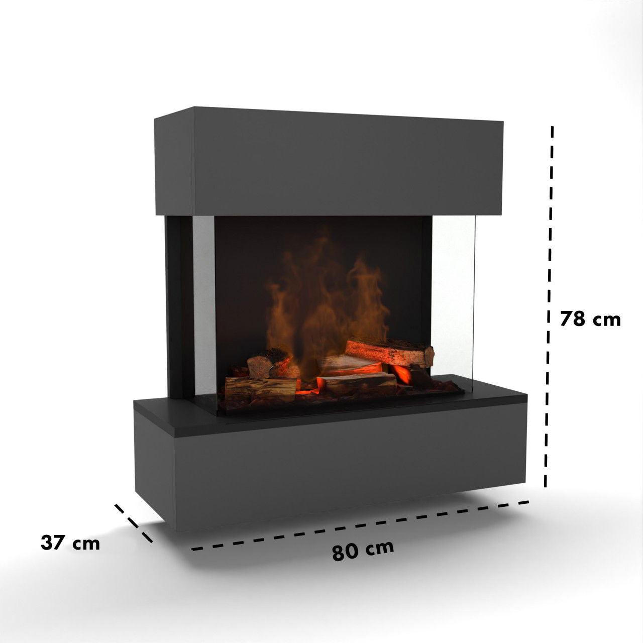 Glow Fire Hölderlin Sims Grau Elektrokamin mit Wasserdampf