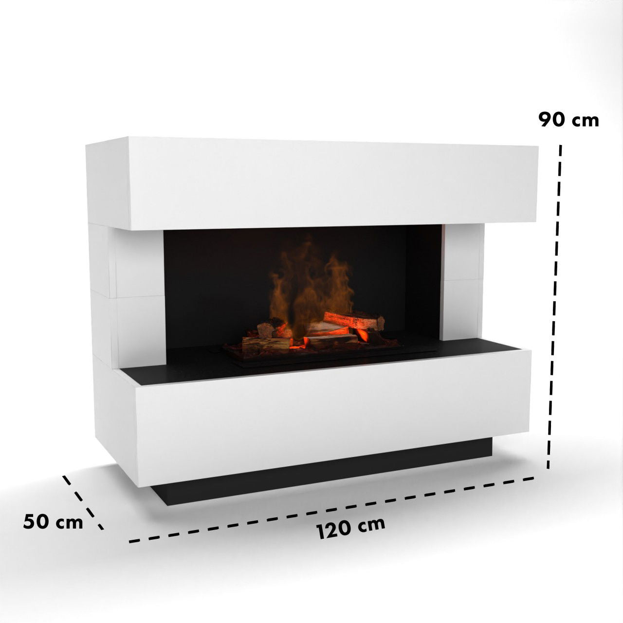 Glow Fire Kant Weiß Elektrokamin mit Wasserdampf