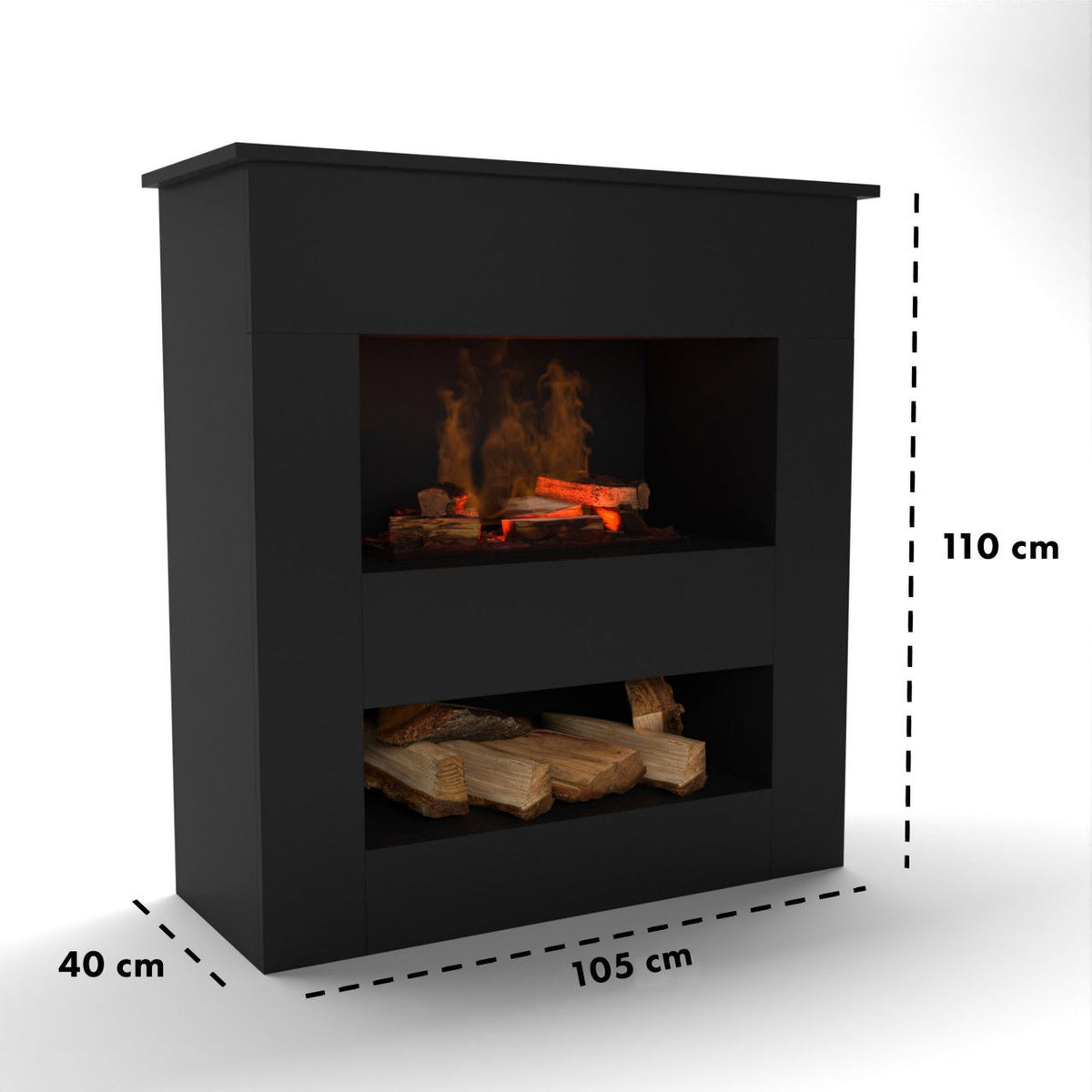 Glow Fire Brecht Elektrokamin Opti-Myst Cassette 600 mit Holzdekoration