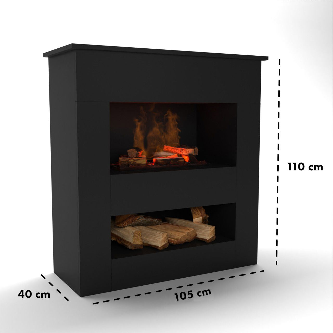 Glow Fire Brecht Elektrokamin Opti-Myst Cassette 600 mit Holzdekoration