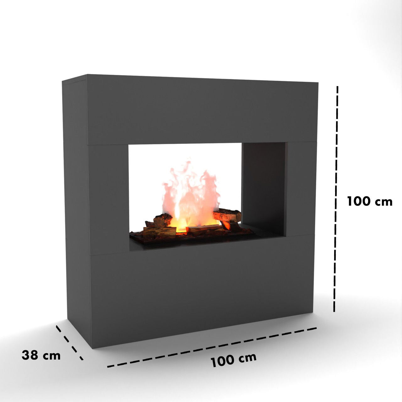 Glow Fire Goethe Elektrokamin OMC 600 mit Deluxe Echtholzdekoration