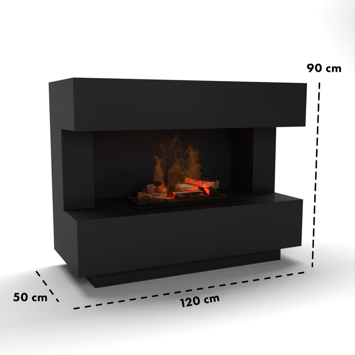 Glow Fire Kant Elektrokamin Opti-Myst Cassette 600 mit Holzdekoration