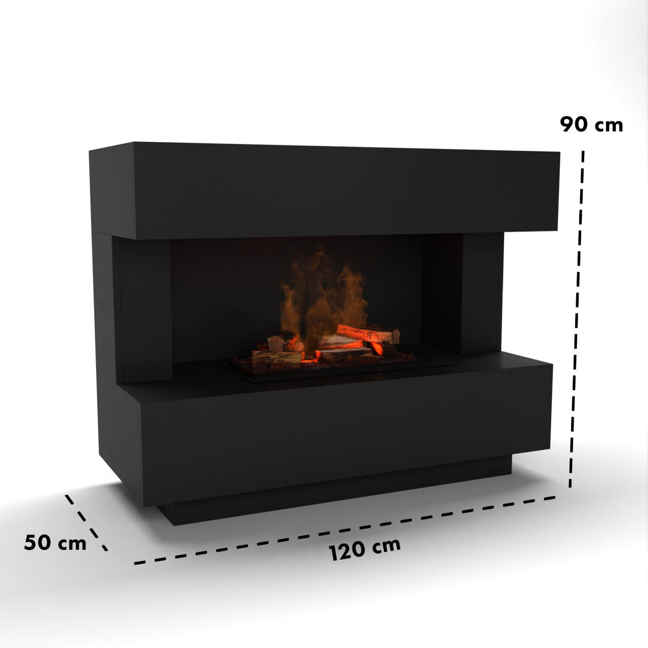 Glow Fire Kant Elektrokamin Opti-Myst Cassette 600 mit Holzdekoration