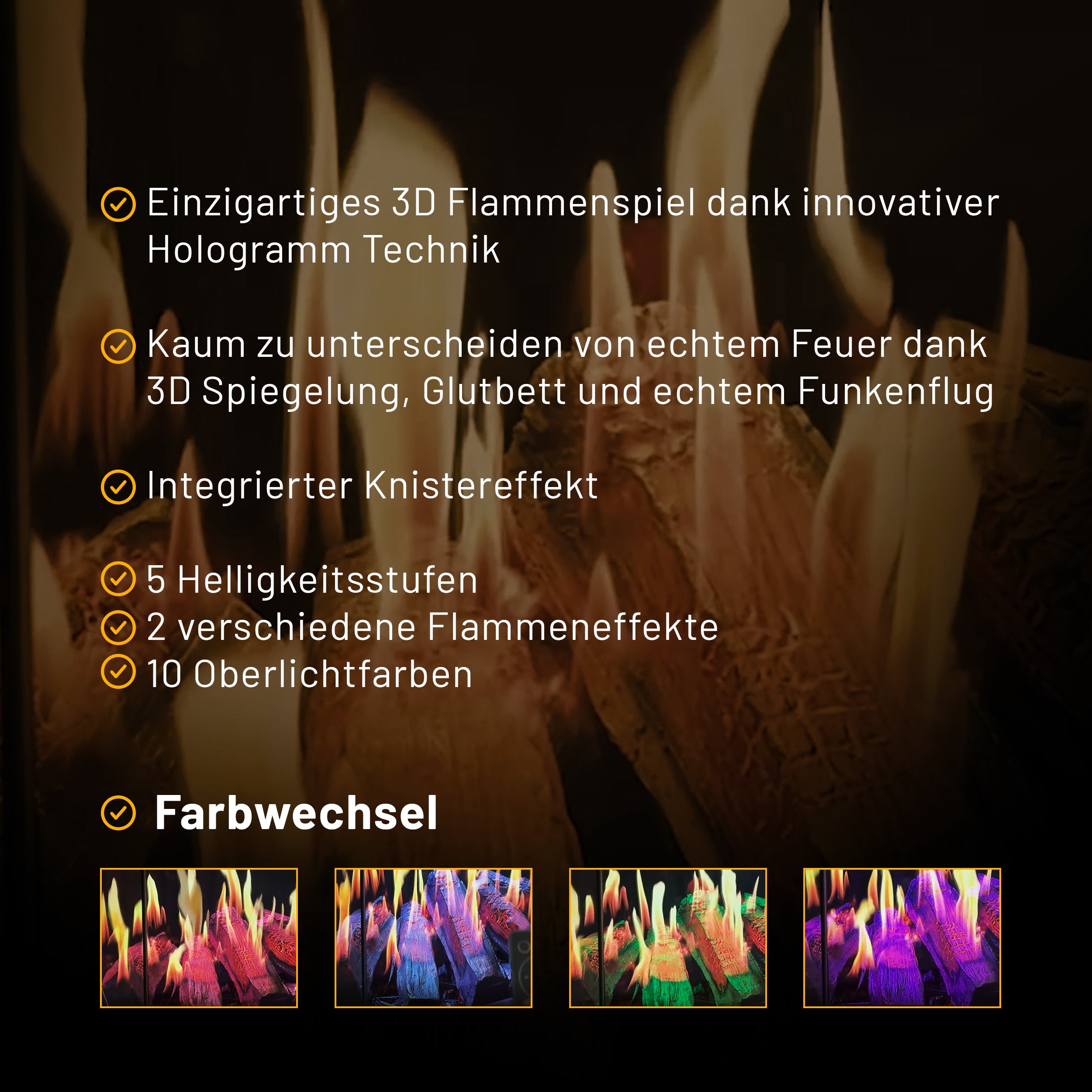 Glow Fire Hologramm 140 Elektrokamineinsatz mit Hologrammfeuer