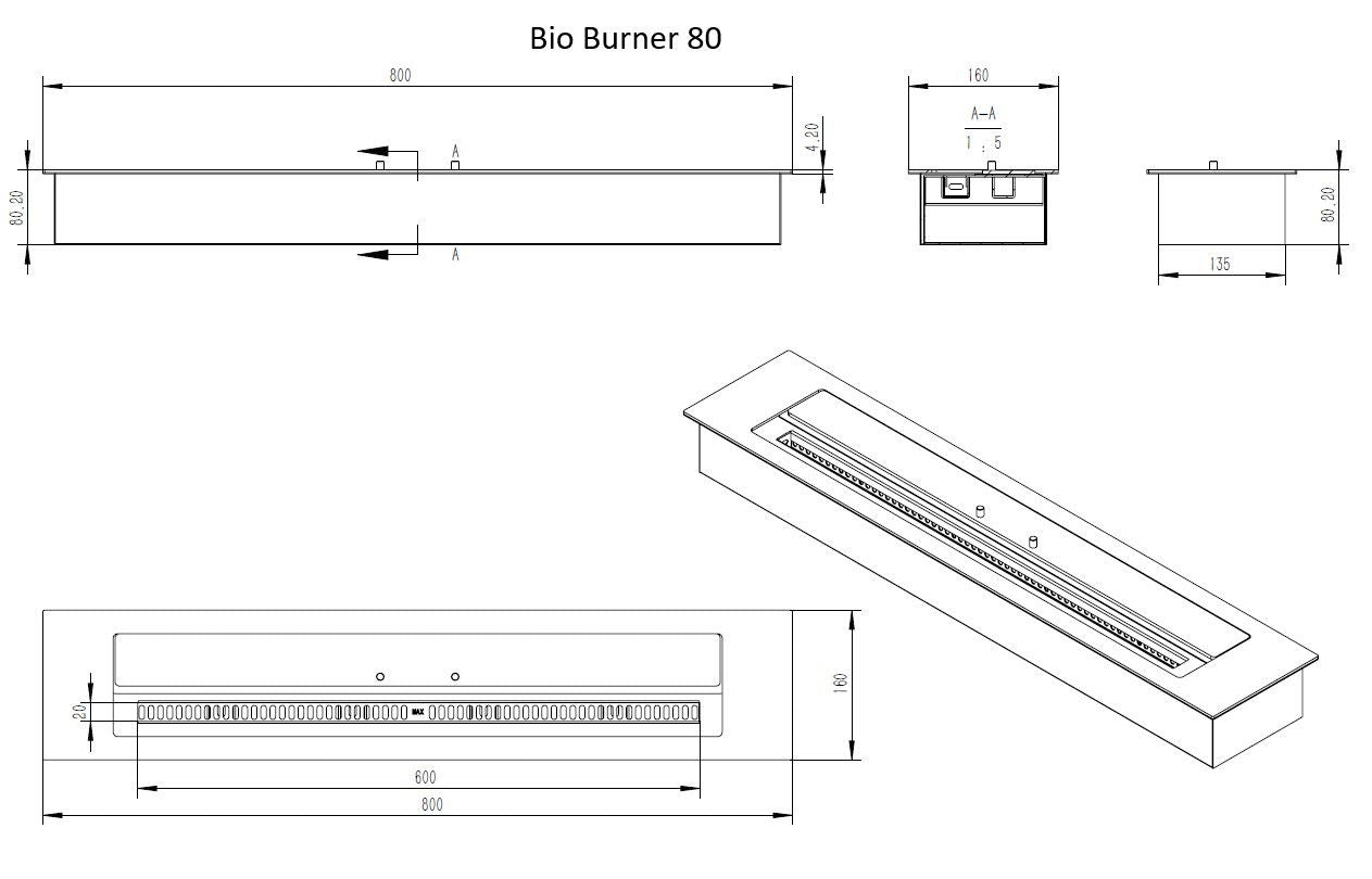 Glow Fire BIO Burner 80 Ethanolbrenner Silber