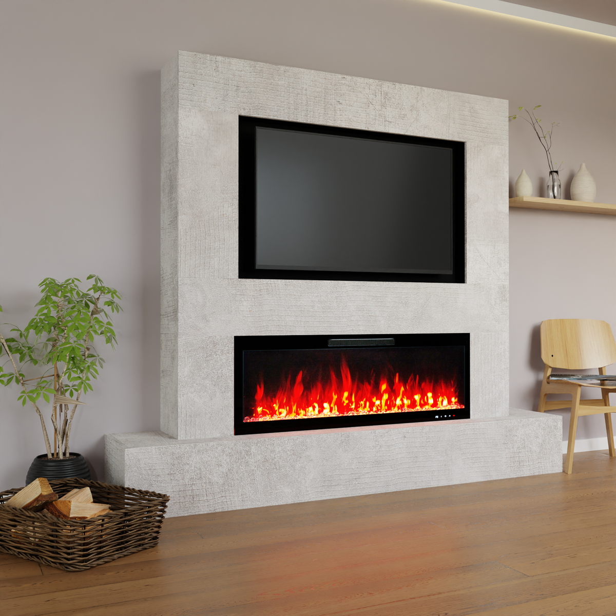 Glow Fire TV Wall Inside 127 Electric Fireplace