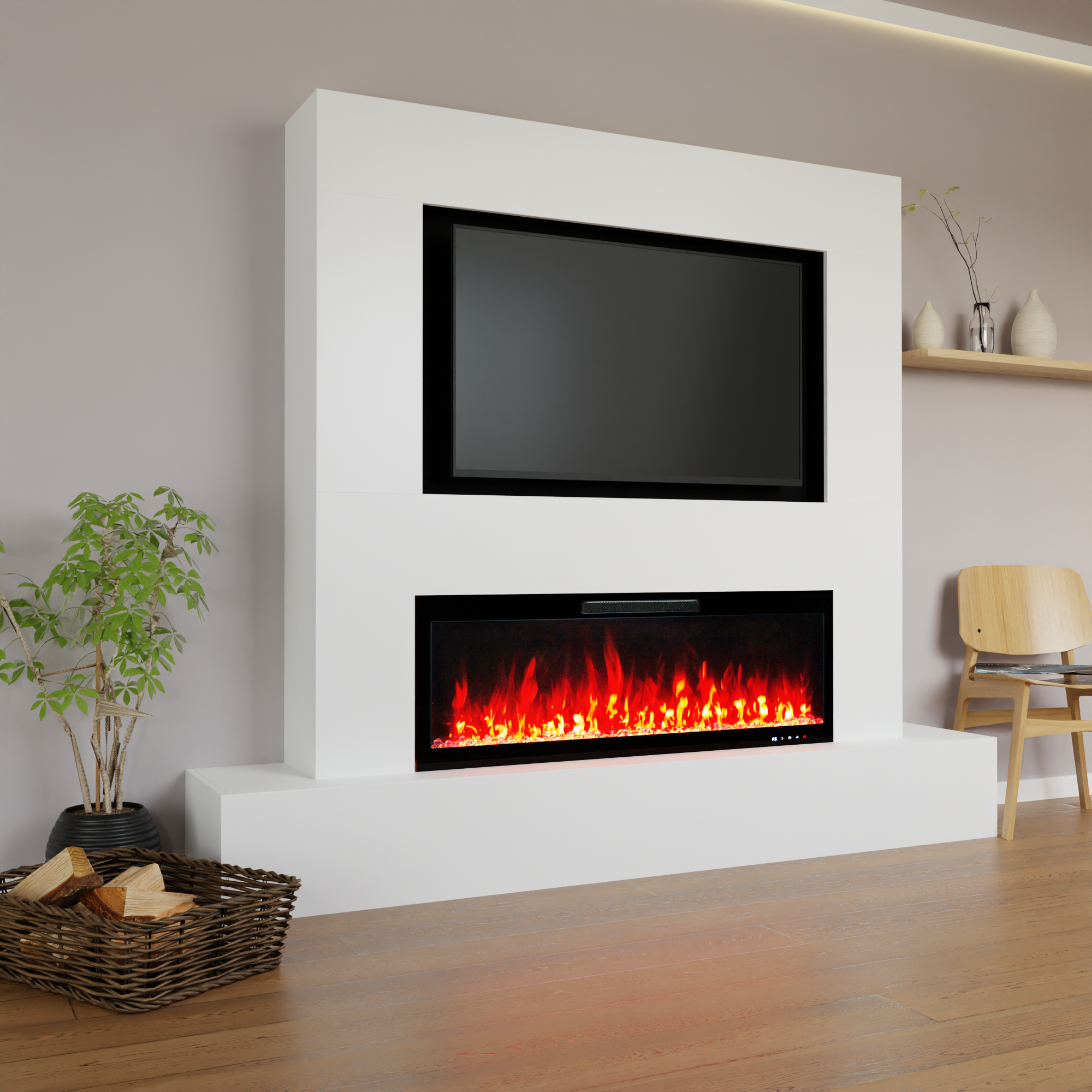 Glow Fire TV Wall Inside 127 Electric Fireplace
