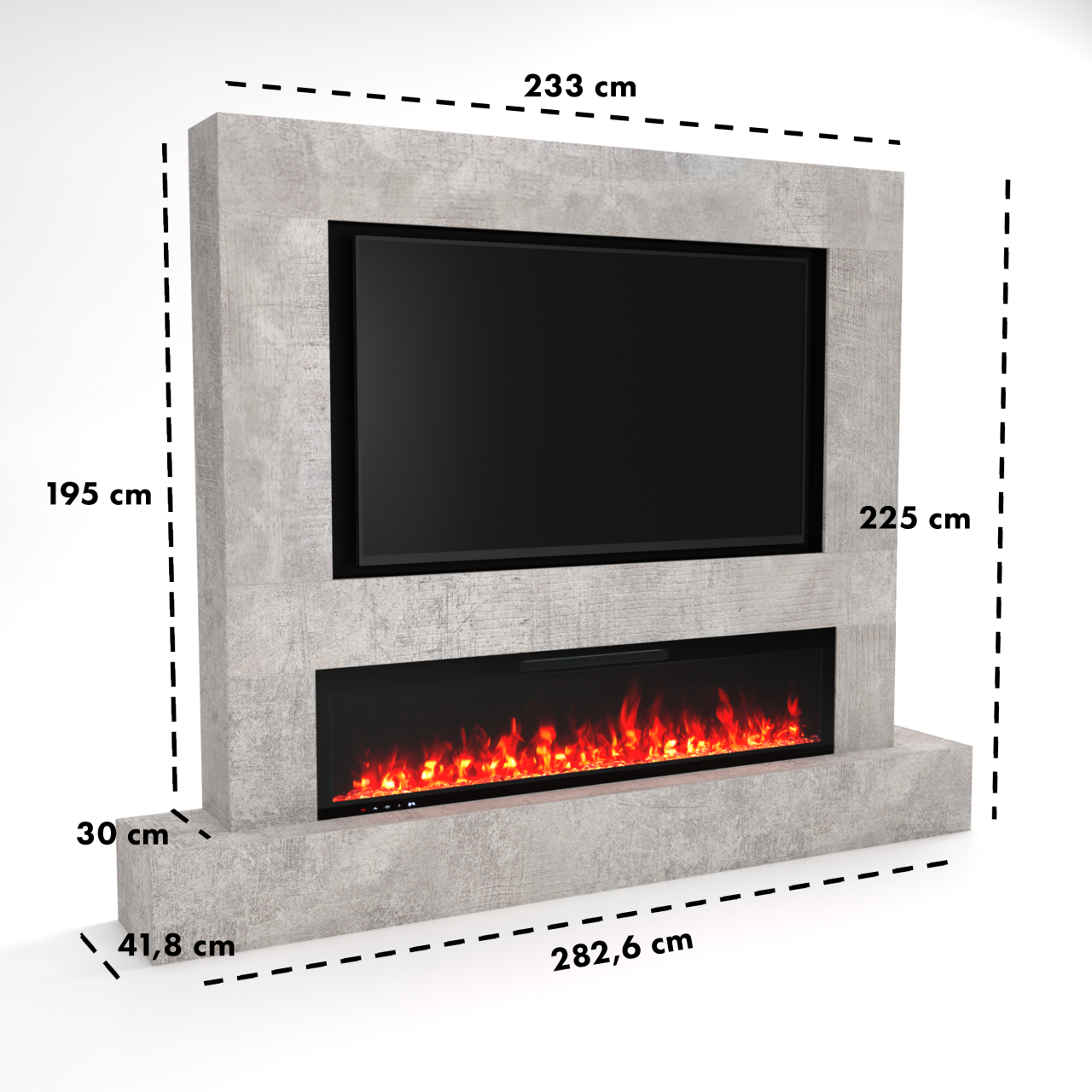 Glow Fire Fernsehwand mit integriertem LED-Kamin Inside 182