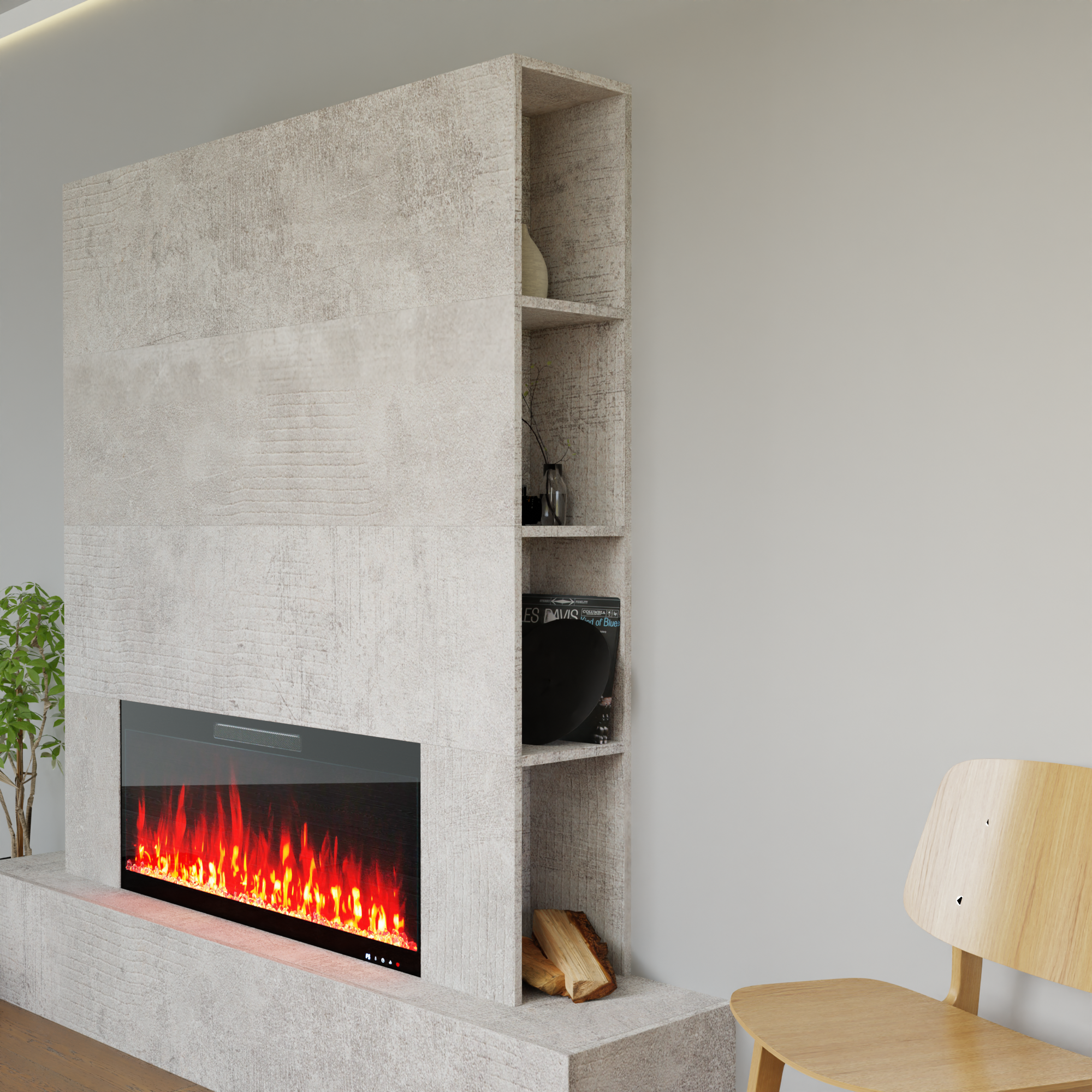 Glow Fire TV Wall Inside 127 Electric Fireplace
