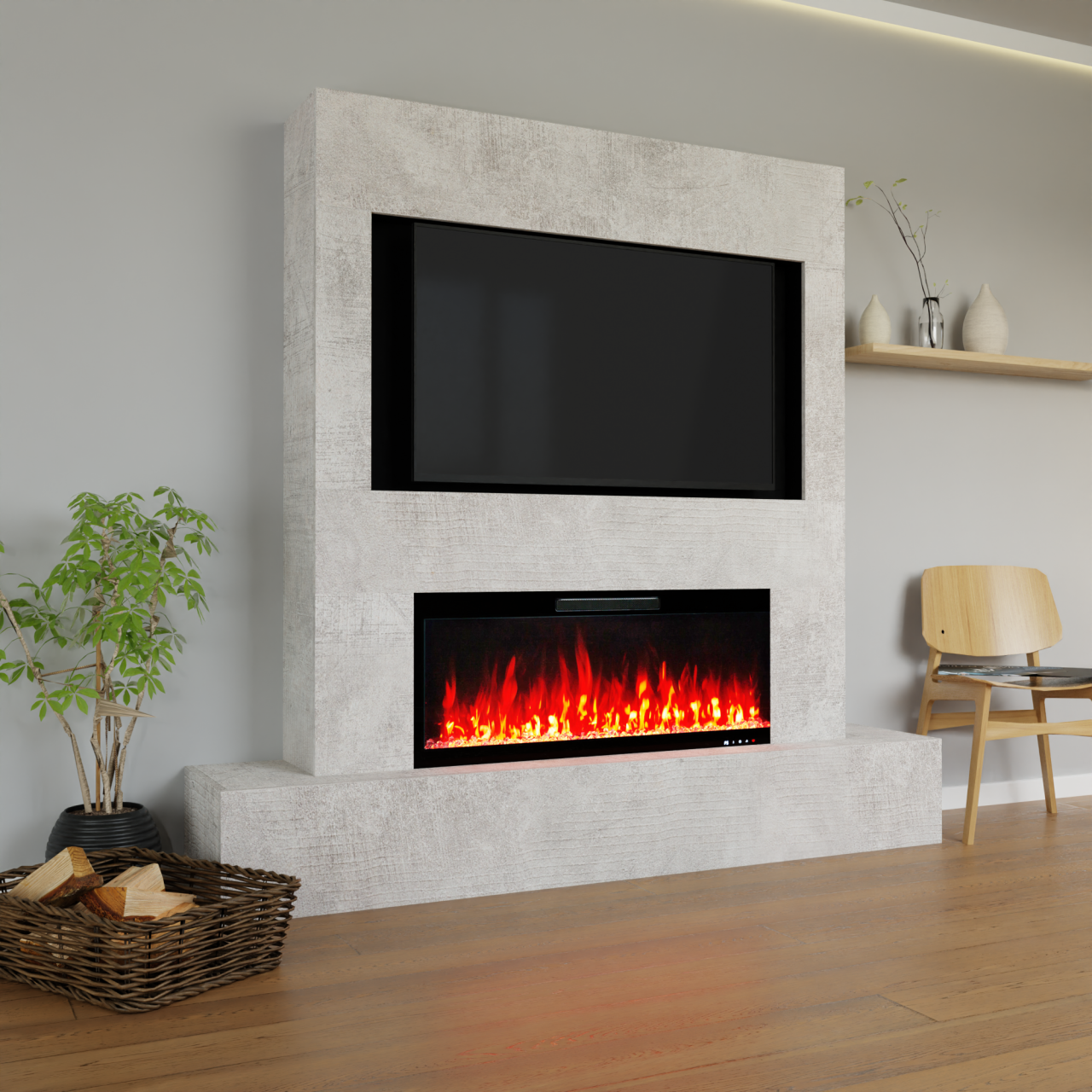 Glow Fire Fernsehwand mit integriertem LED-Kamin Inside 106