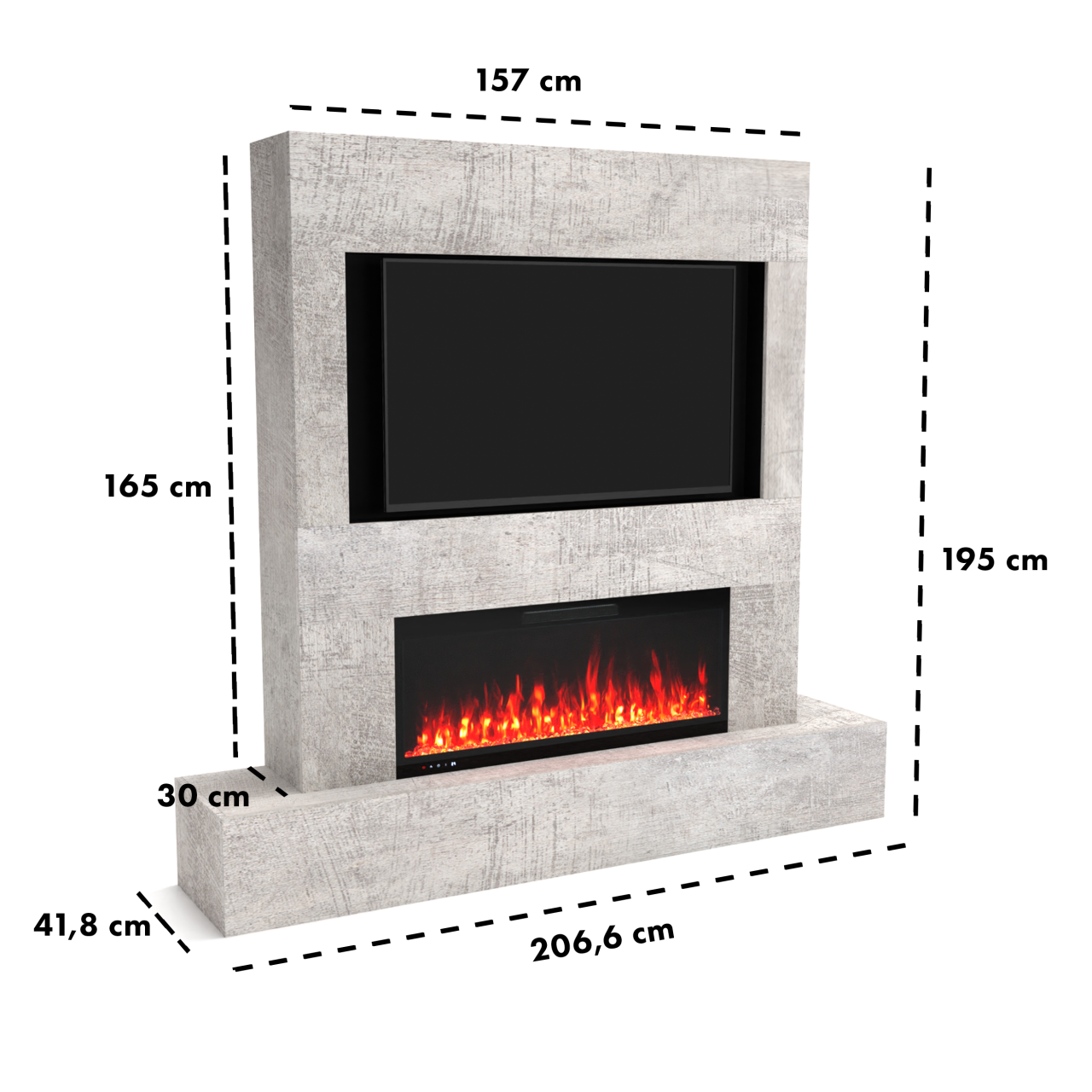 Glow Fire Fernsehwand mit integriertem LED-Kamin Inside 106