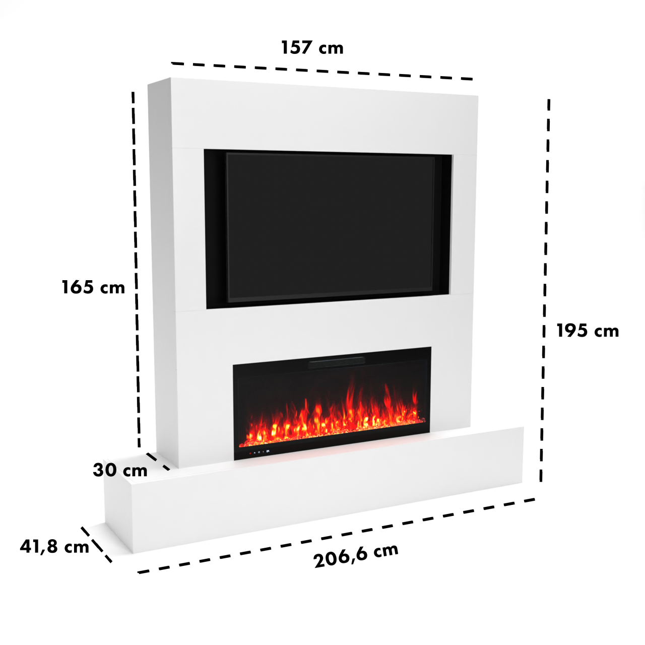 Glow Fire Fernsehwand mit integriertem LED-Kamin Inside 106