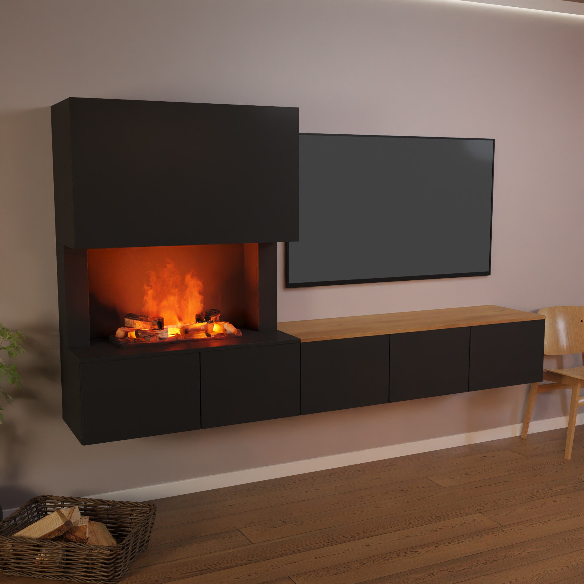 Glow Fire CW5 Links Wasserdampf Sideboard