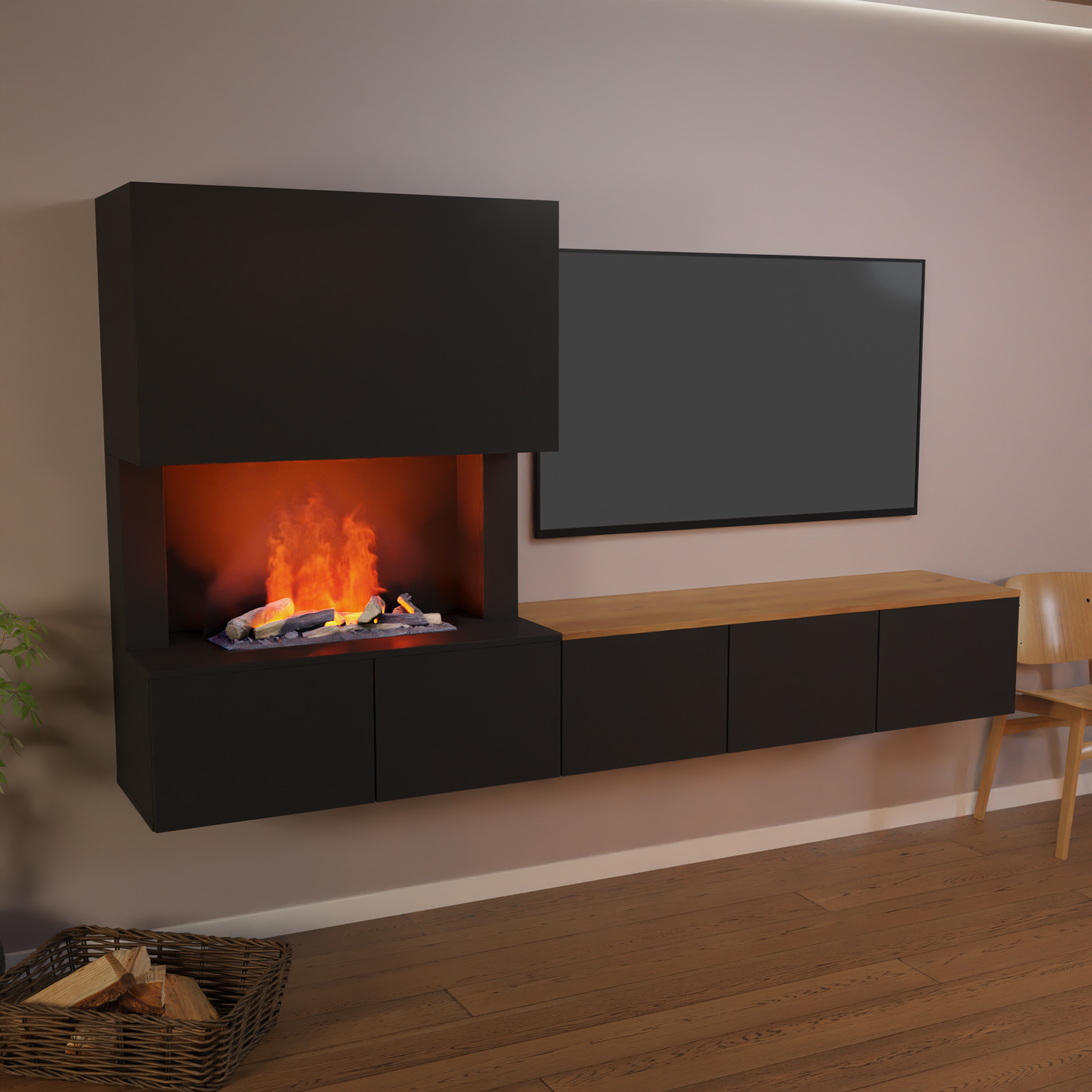 Glow Fire CW5 Links Wasserdampf Sideboard