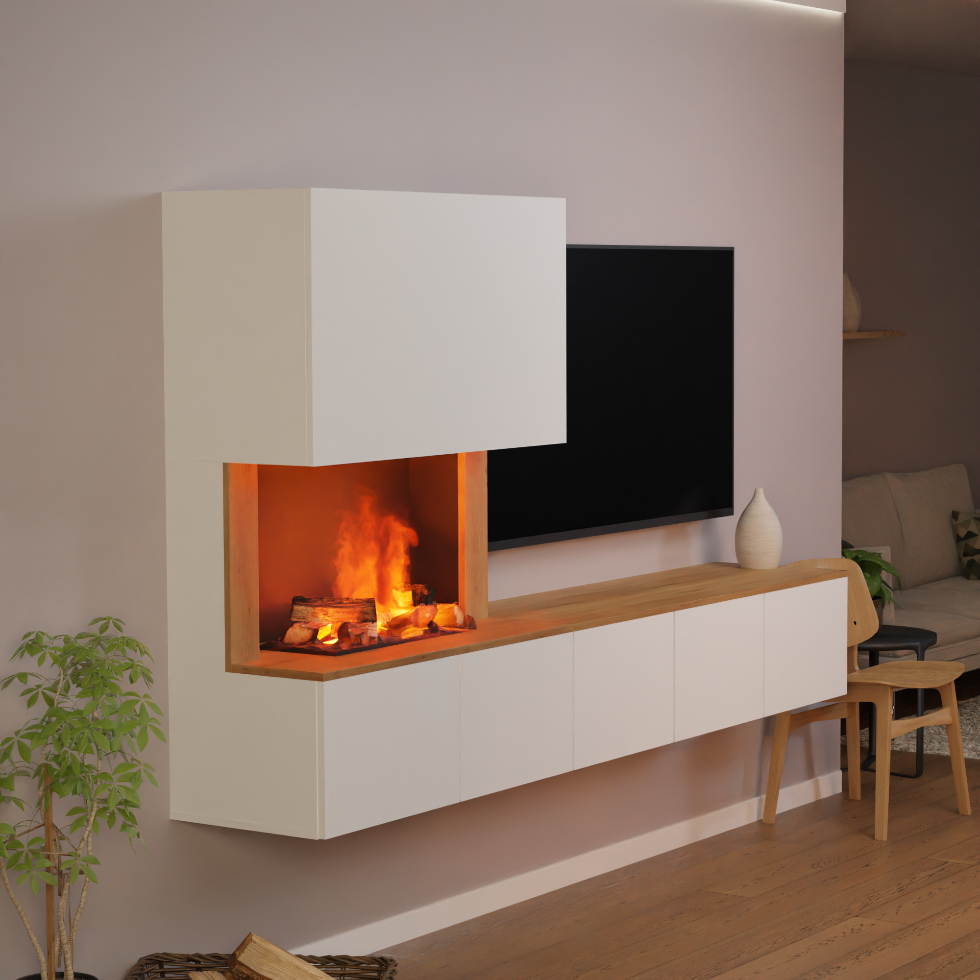 Glow Fire CW5 Links Wasserdampf Sideboard
