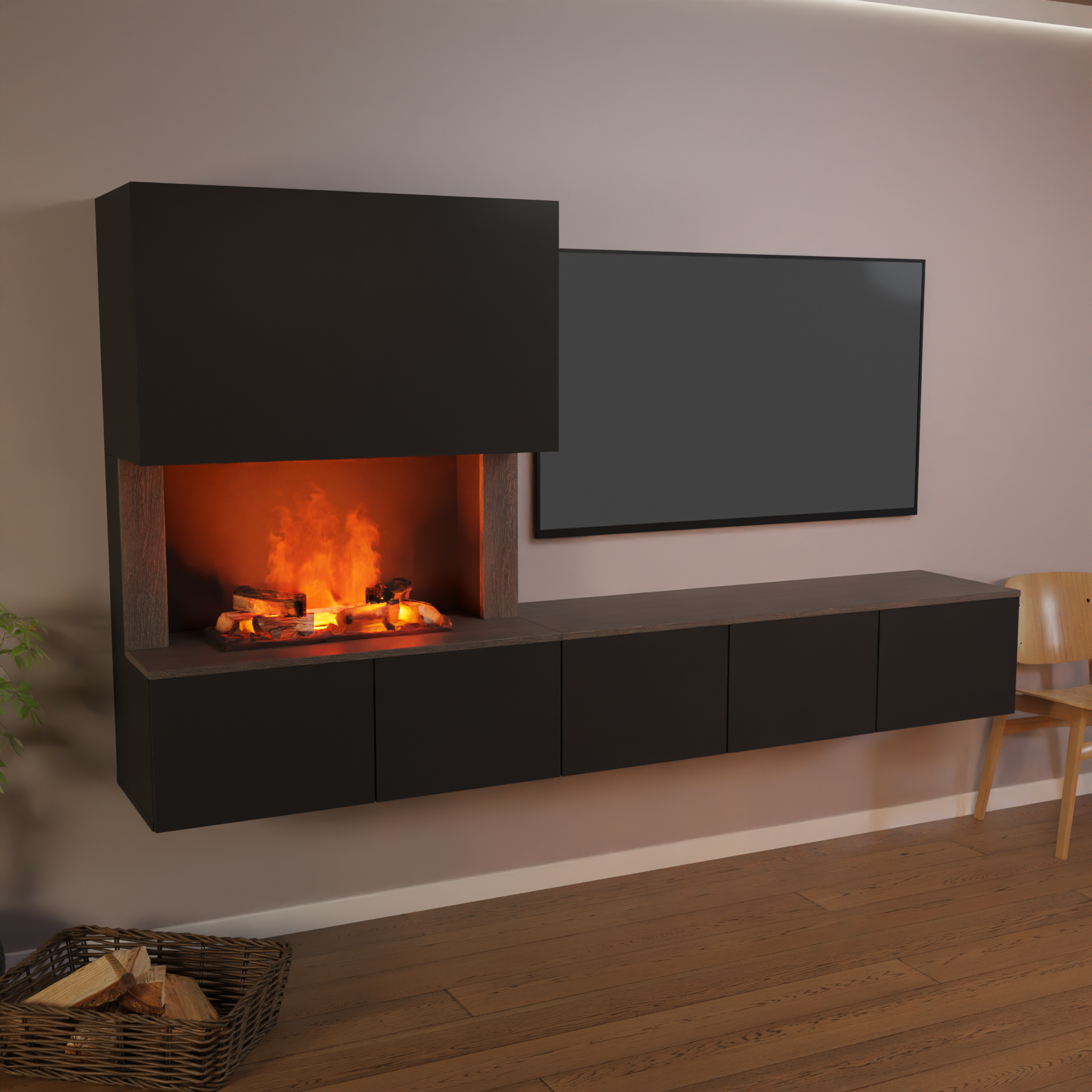 Glow Fire CW5 Links Wasserdampf Sideboard
