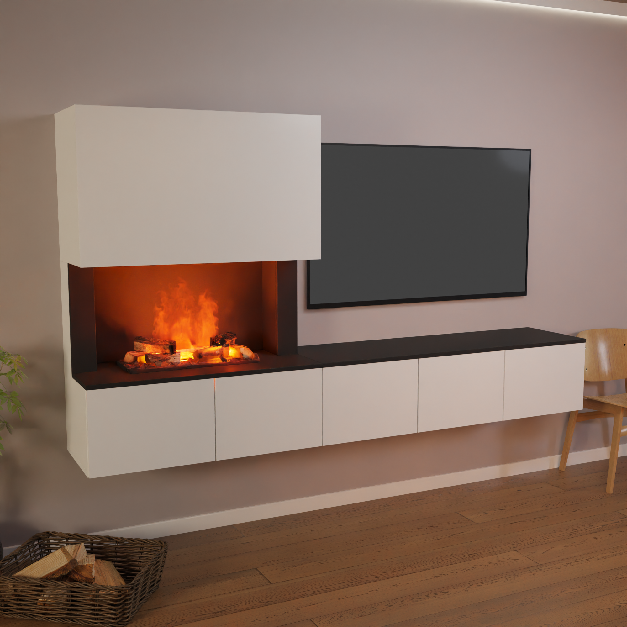 Glow Fire CW5 Links Wasserdampf Sideboard