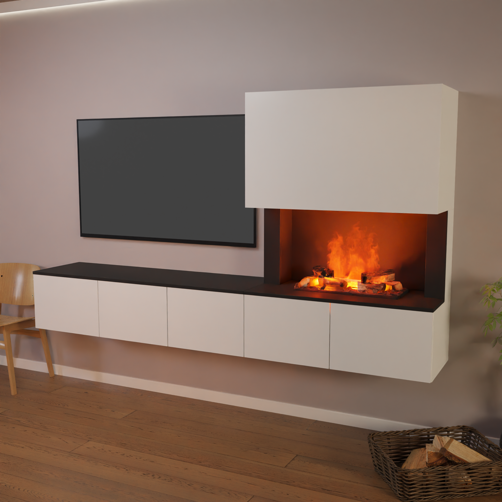 Meuble avec système de vapeur d'eau Glow Fire CW5