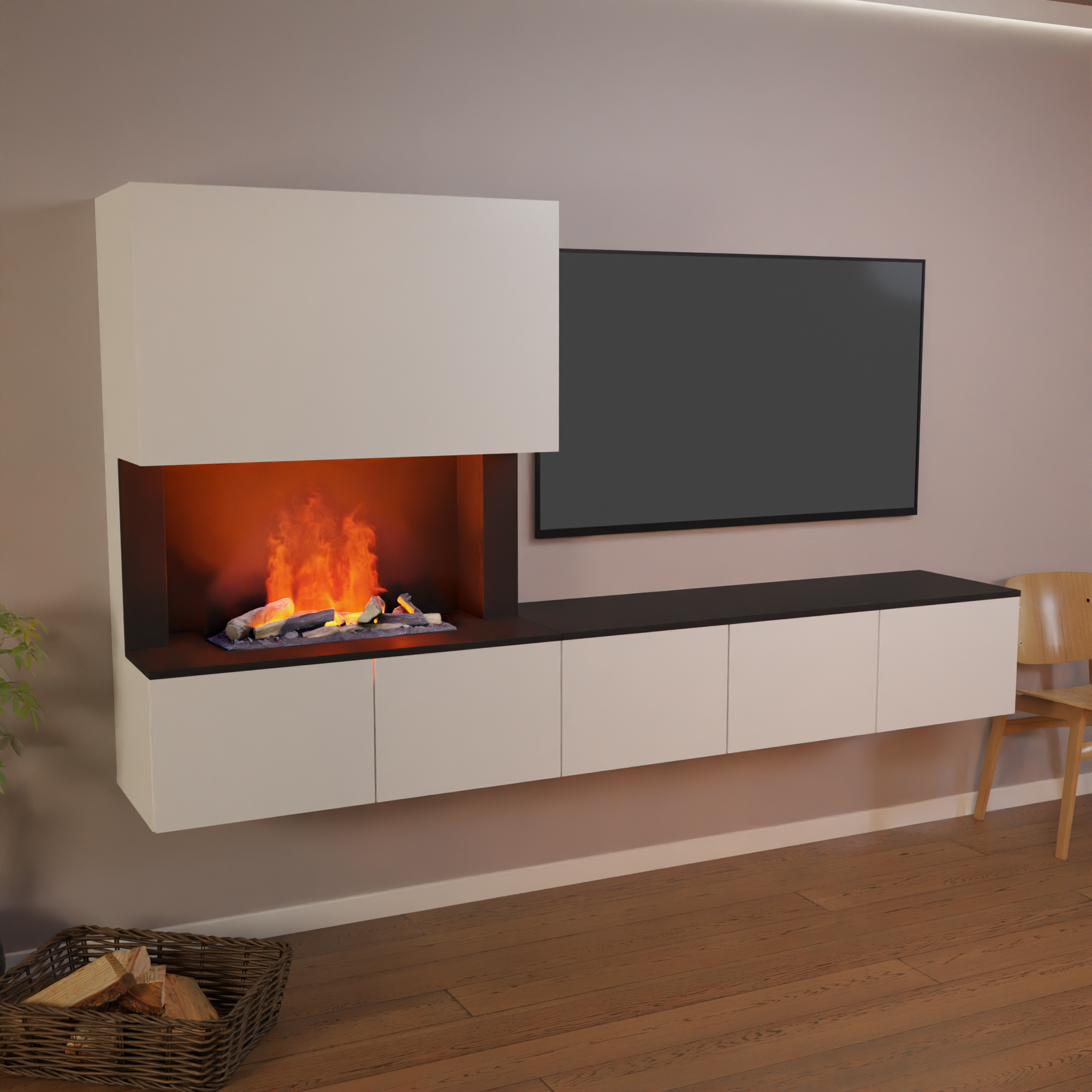 Glow Fire CW5 Links Wasserdampf Sideboard