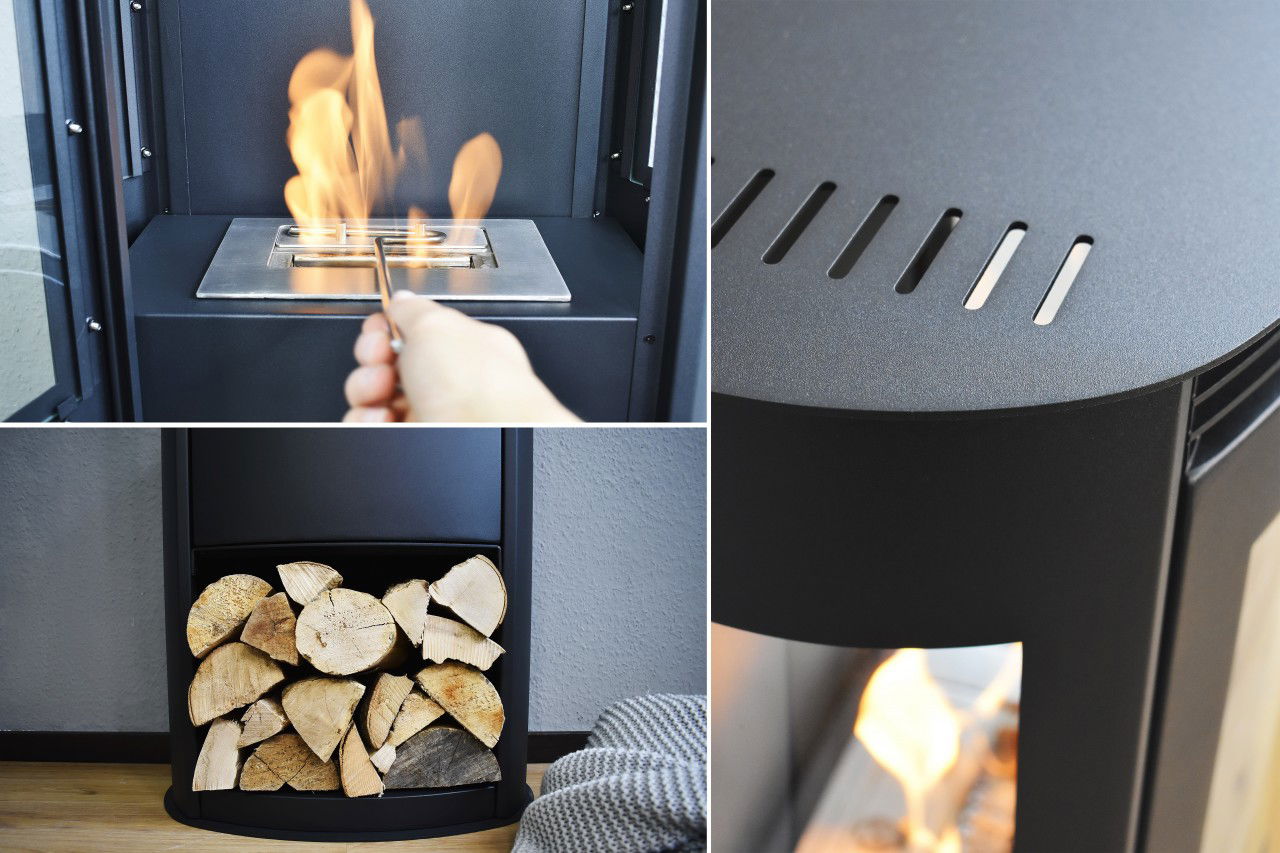 Glow Fire Göteborg Schwarz Ethanol Kamin