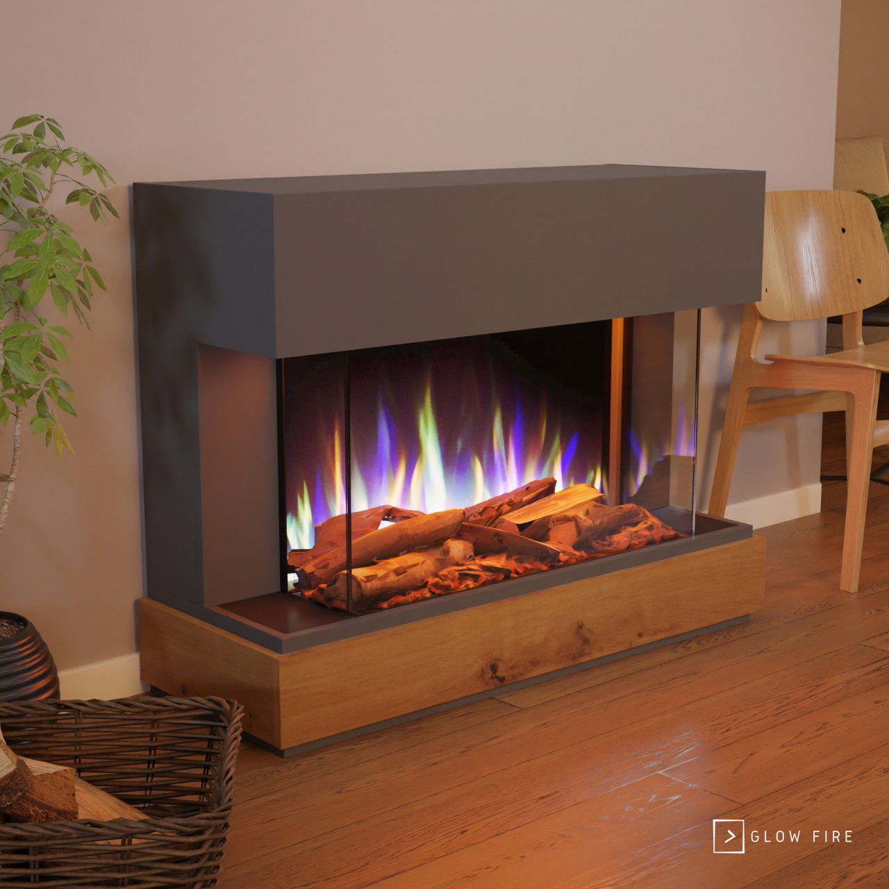 Glow Fire Curie Grau Elektrokamin