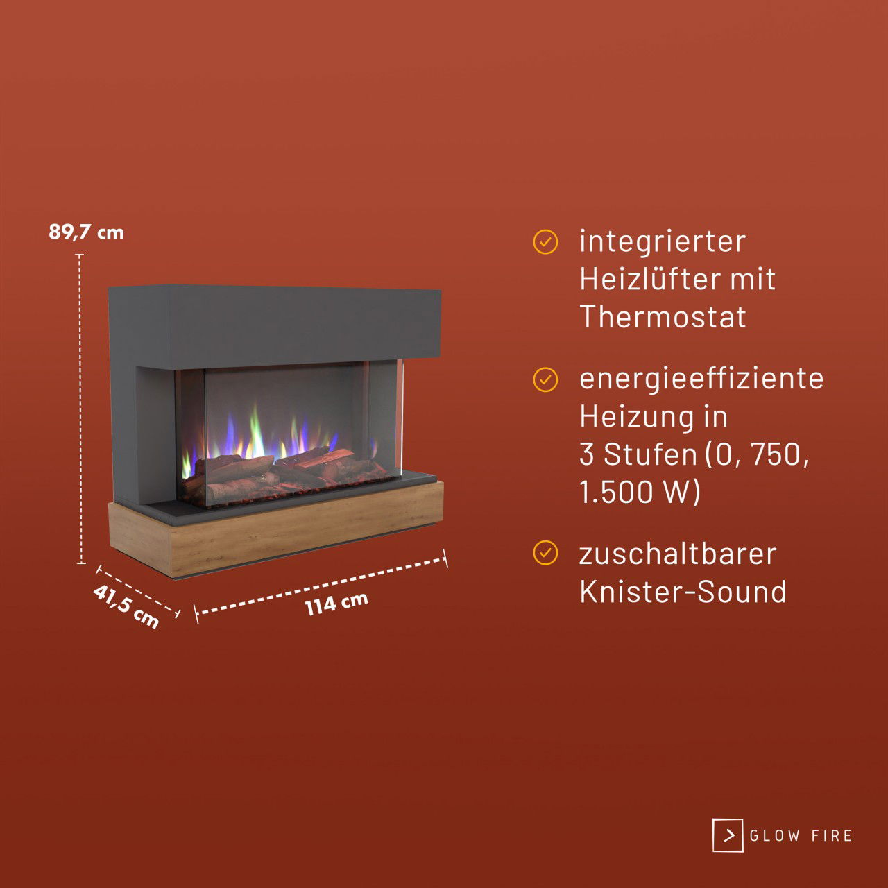 Glow Fire Curie Grau Elektrokamin