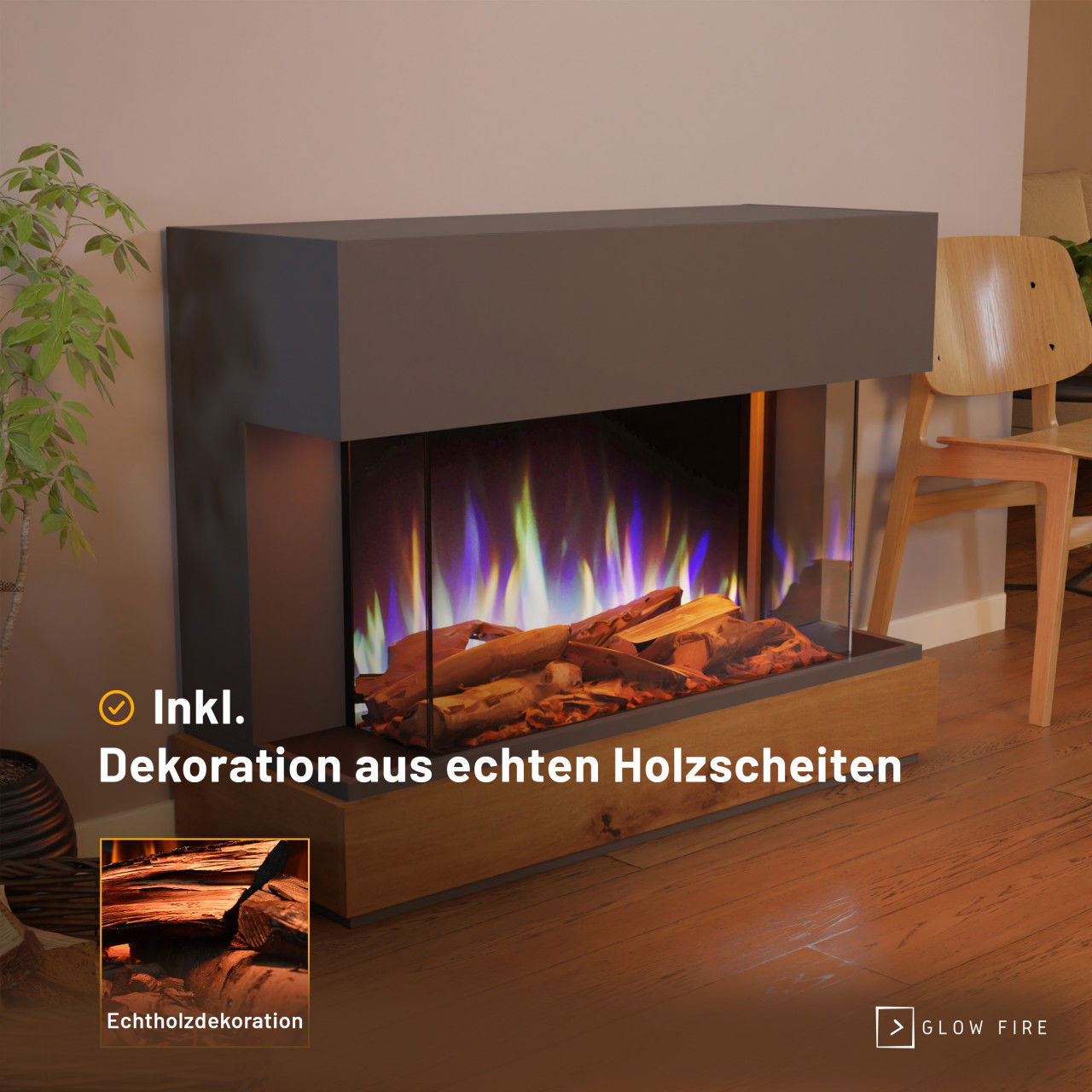 Glow Fire Curie Grau Elektrokamin