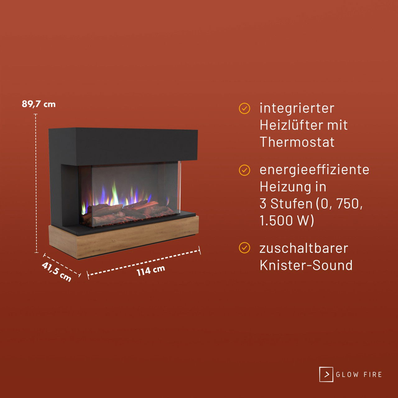 Glow Fire Curie Schwarz Elektrokamin