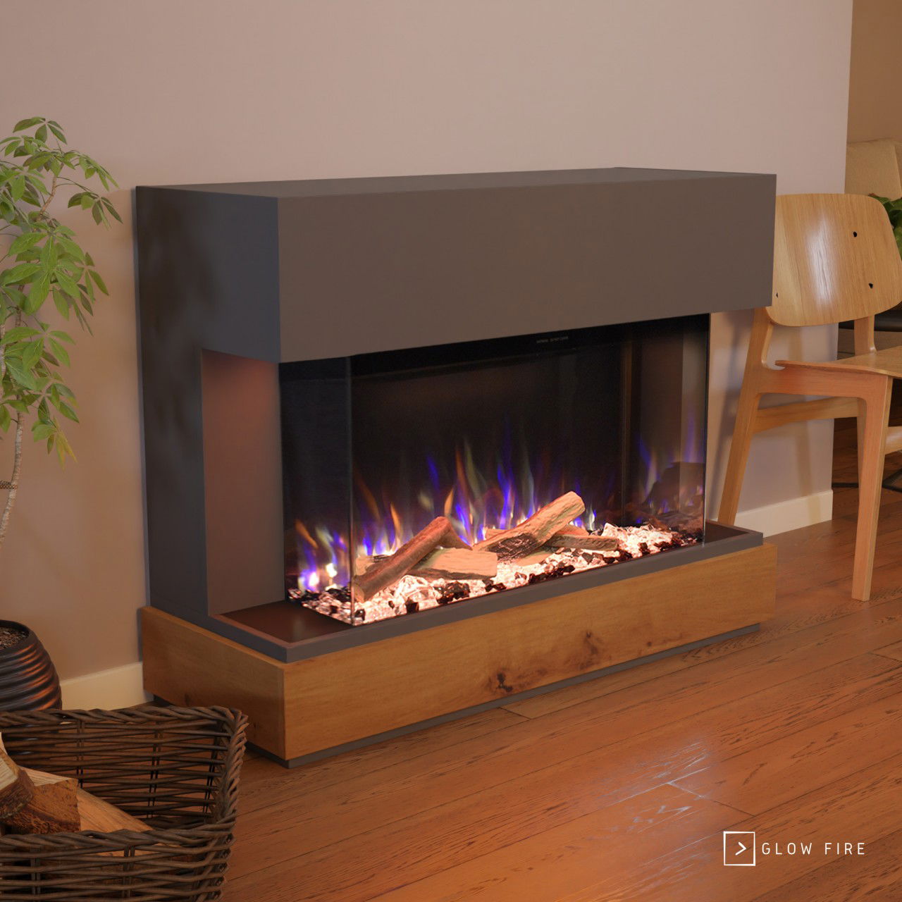 Glow Fire Curie Grau Elektrokamin