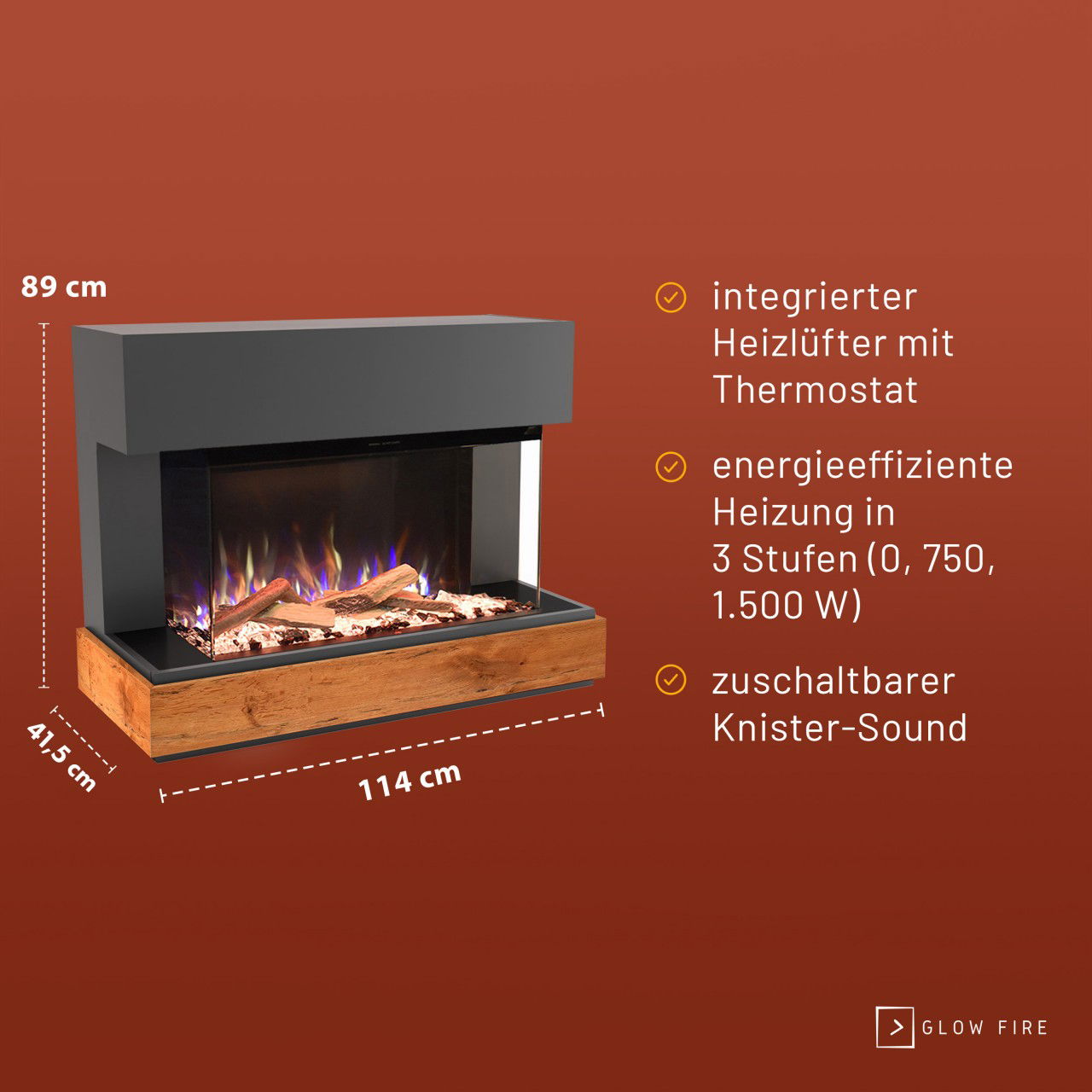 Glow Fire Curie Grau Elektrokamin