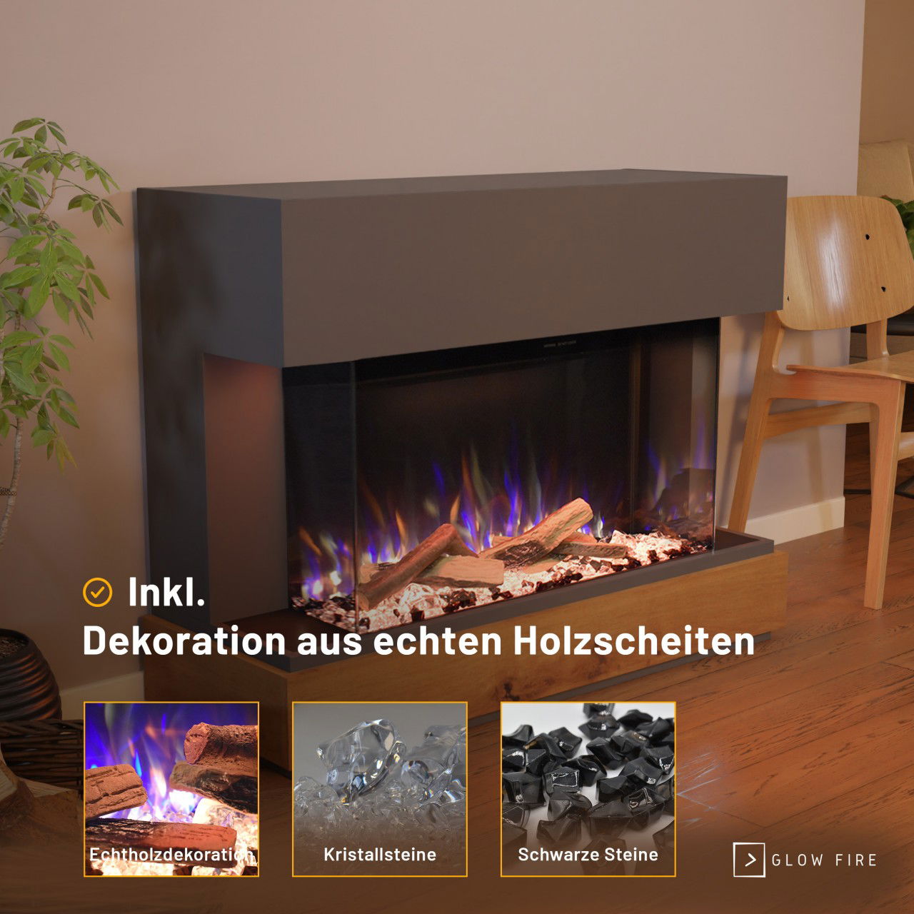 Glow Fire Curie Grau Elektrokamin