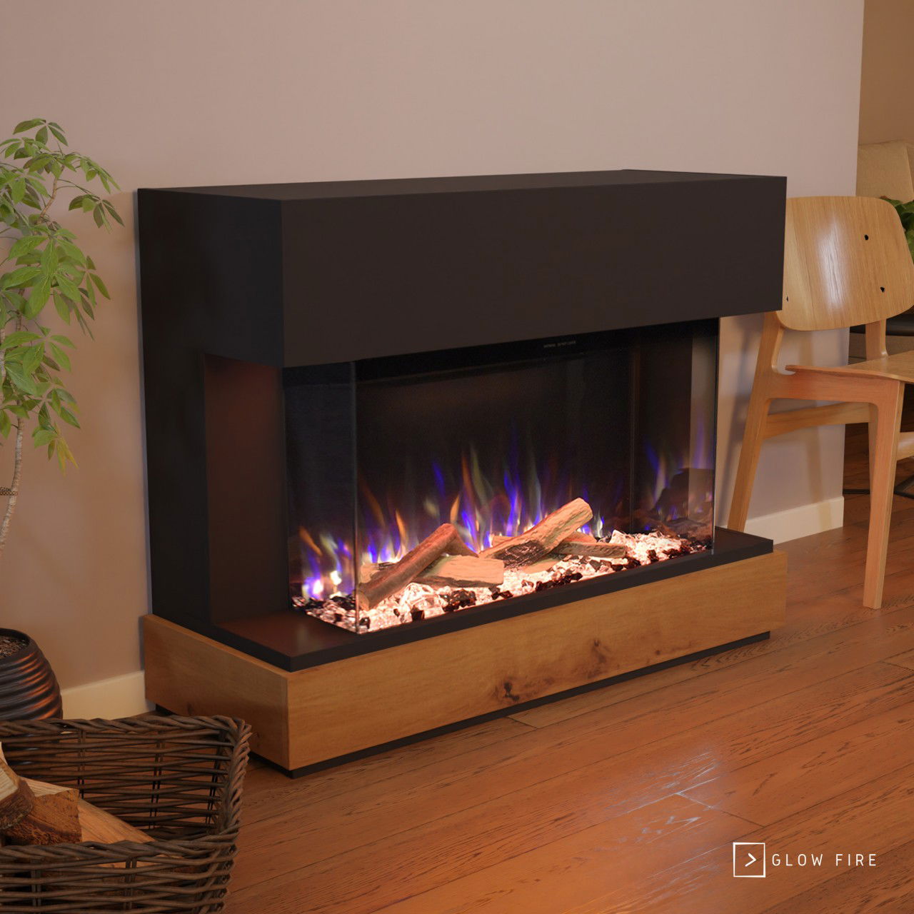 Glow Fire Curie Schwarz Elektrokamin
