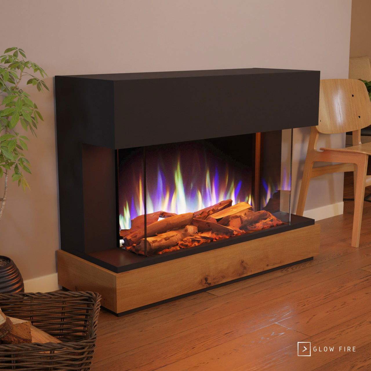 Glow Fire Curie Schwarz Elektrokamin