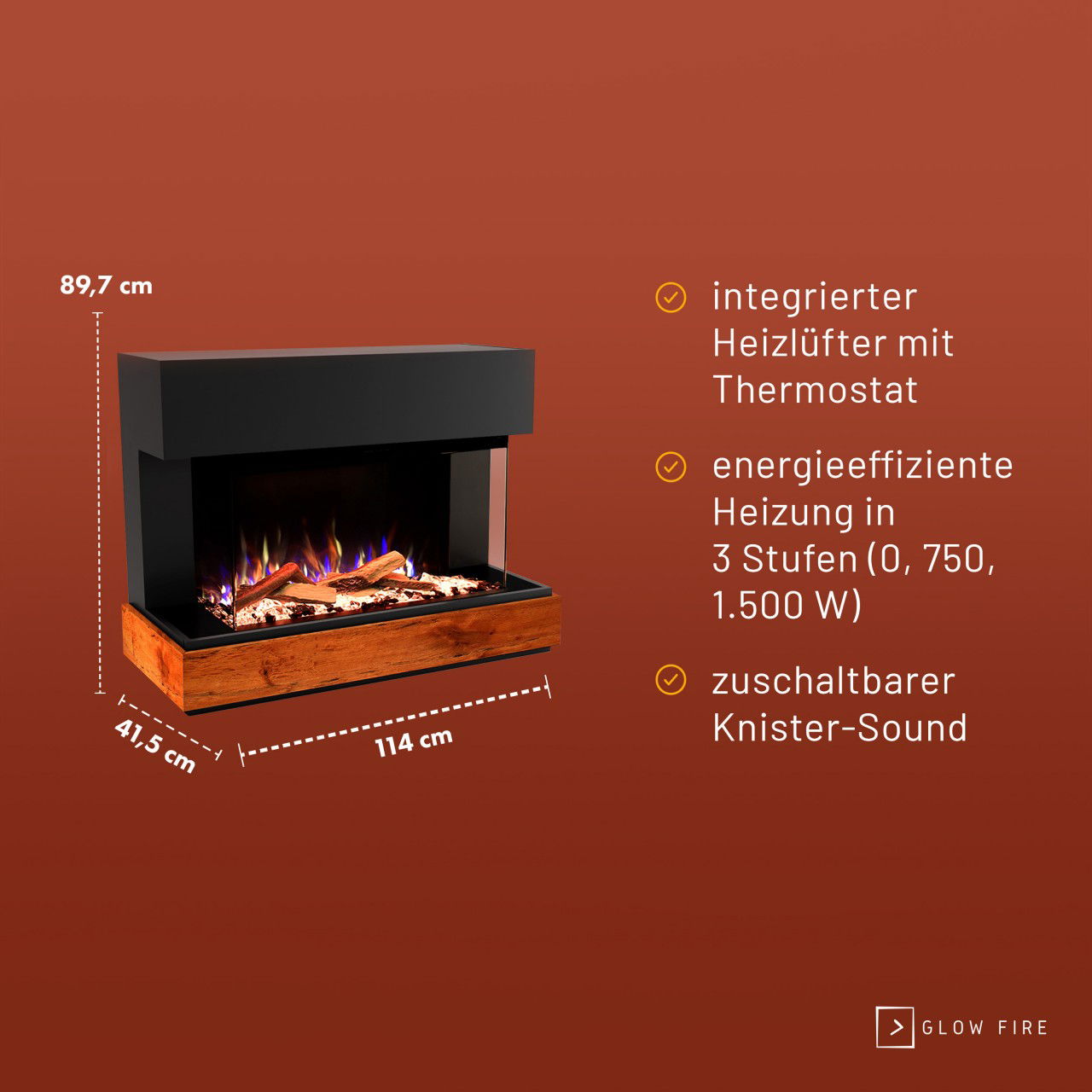 Glow Fire Curie Schwarz Elektrokamin