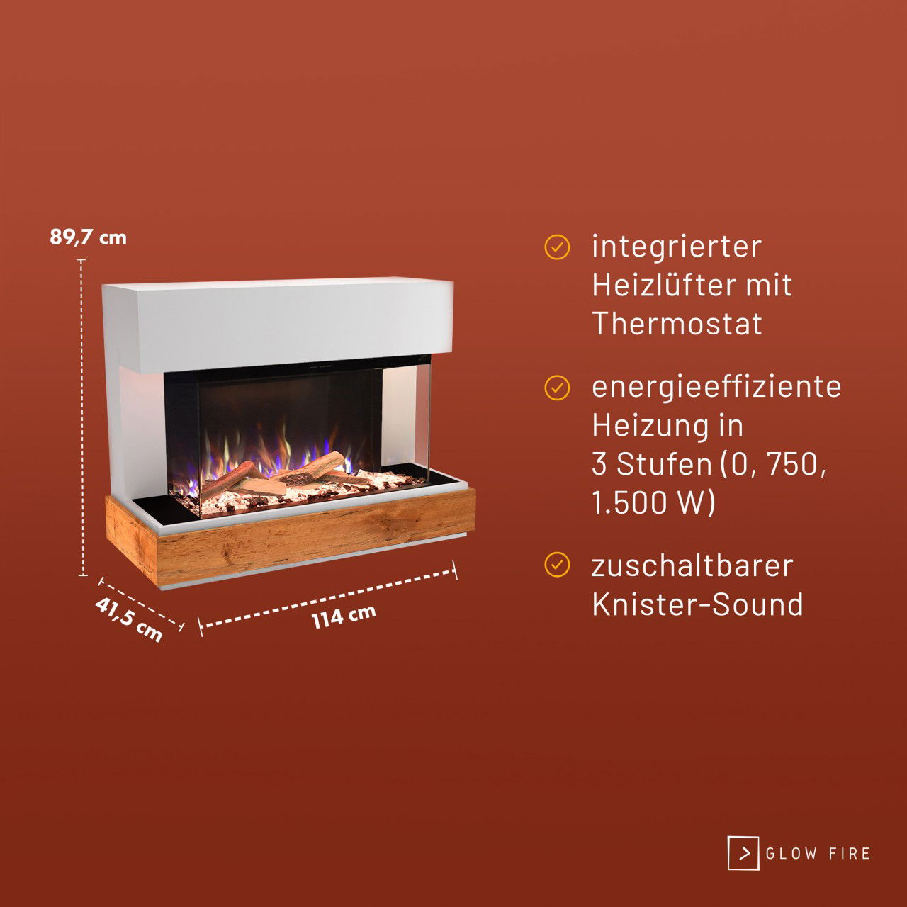 Glow Fire Curie Weiss Elektrokamin