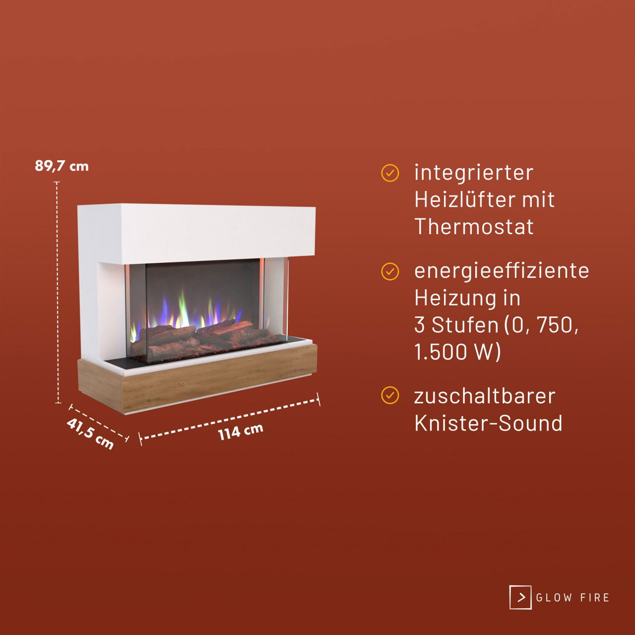 Glow Fire Curie Weiss Elektrokamin